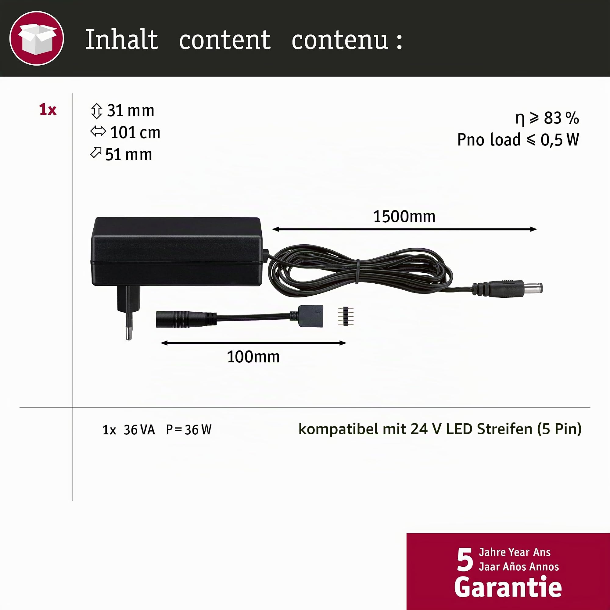 Paulmann 79837 Universal Netzteil 36W 12V schwarz