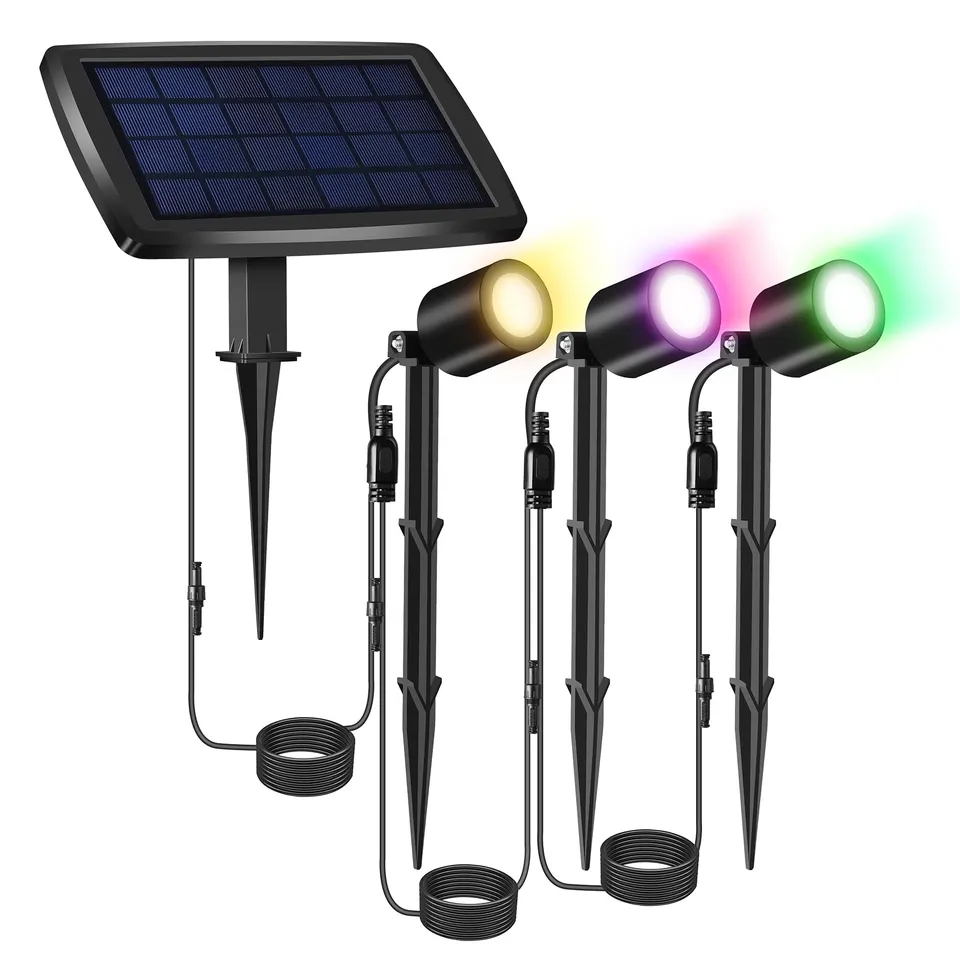 Phonar Solar Gartenstrahler mit Tiervertreiber RGB 3er Set