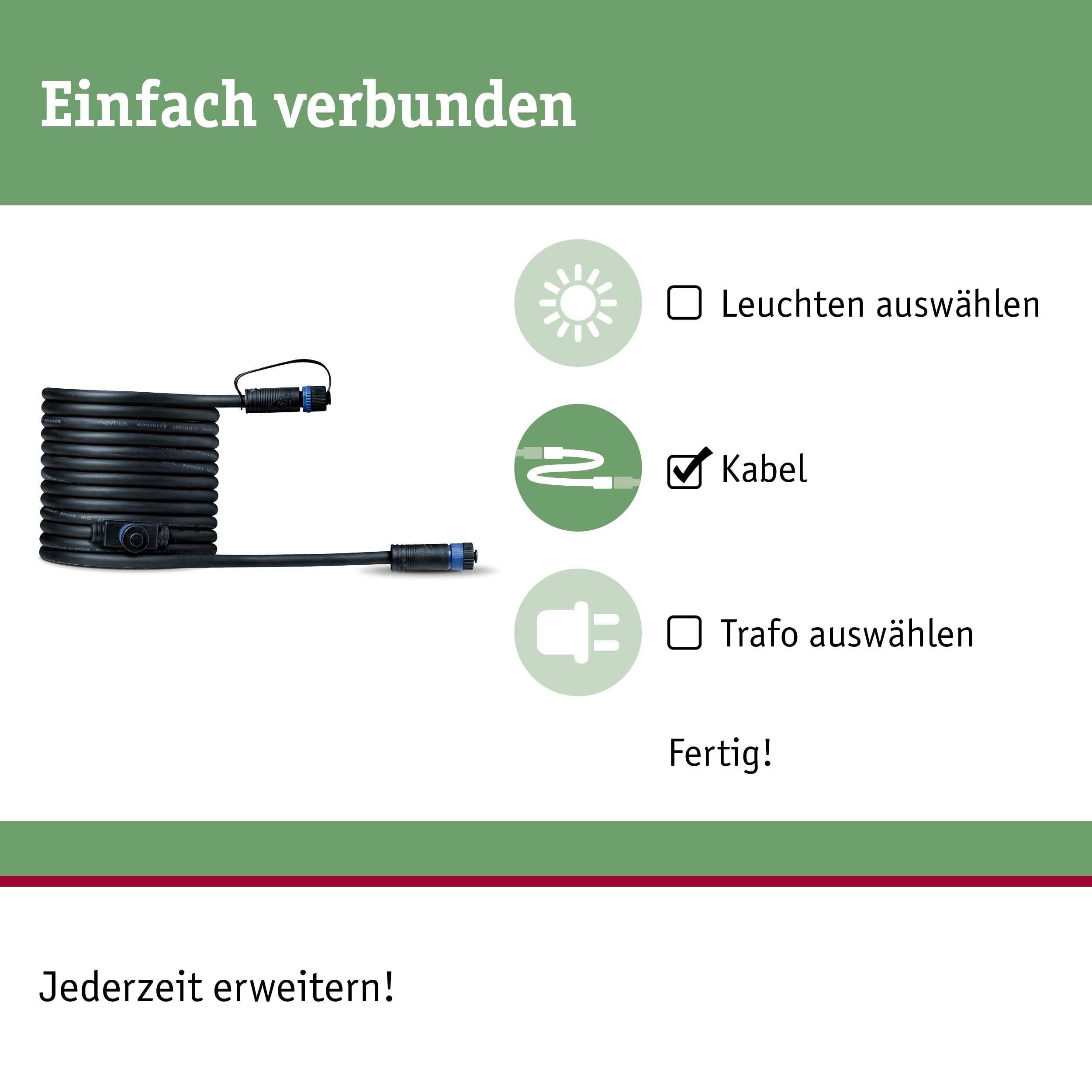 Paulmann Plug & Shine 93927 Verbindungskabel 5m Schwarz IP68