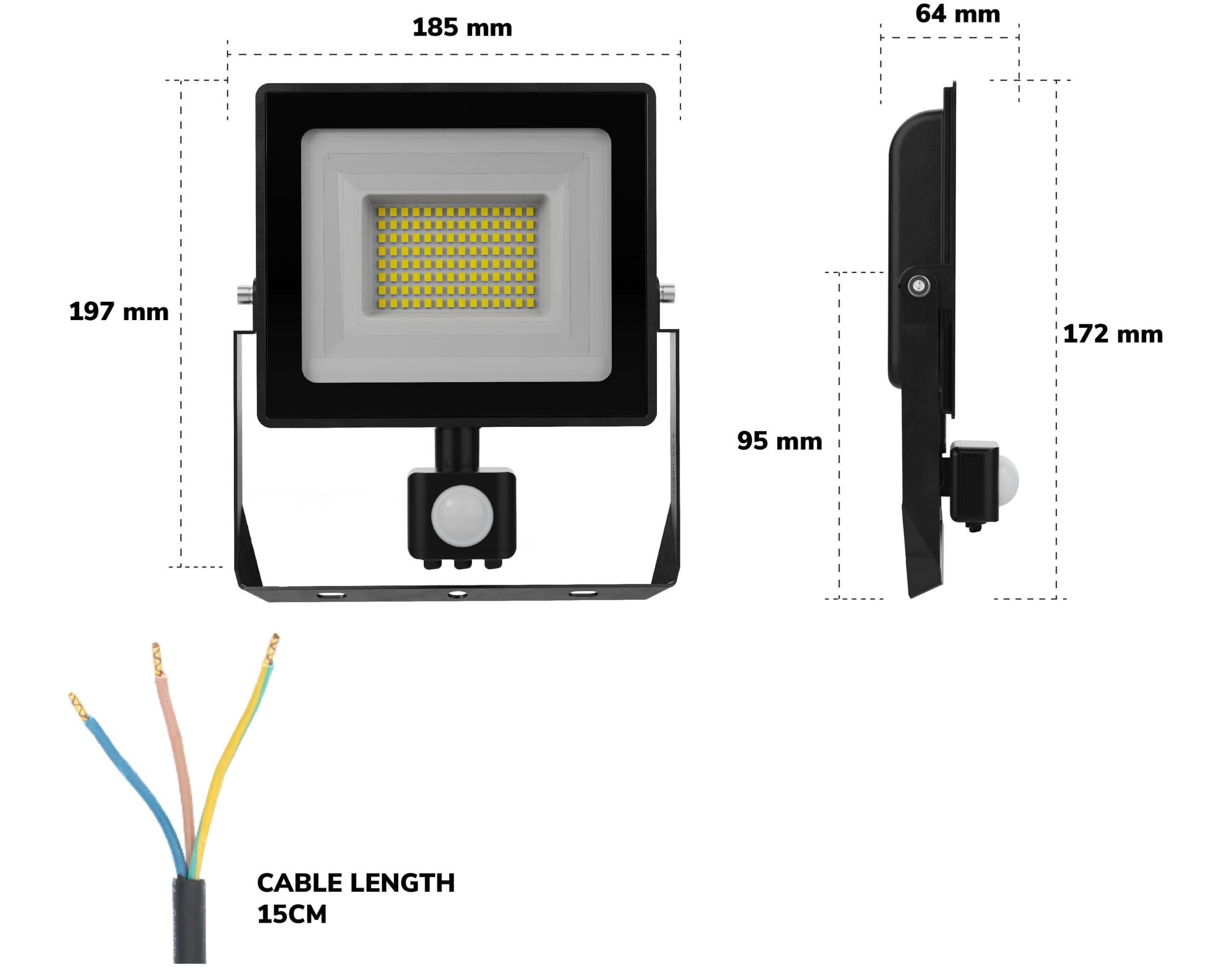 Hoftronic Stratos LED Fluter 50W kaltweiß mit Bewegungsmelder