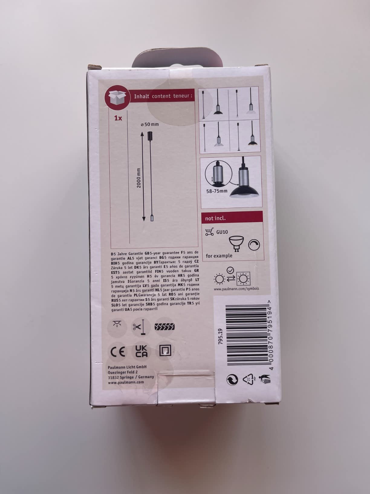 Paulmann Neordic Runa 79519 Pendelleuchte GU10 schwarz
