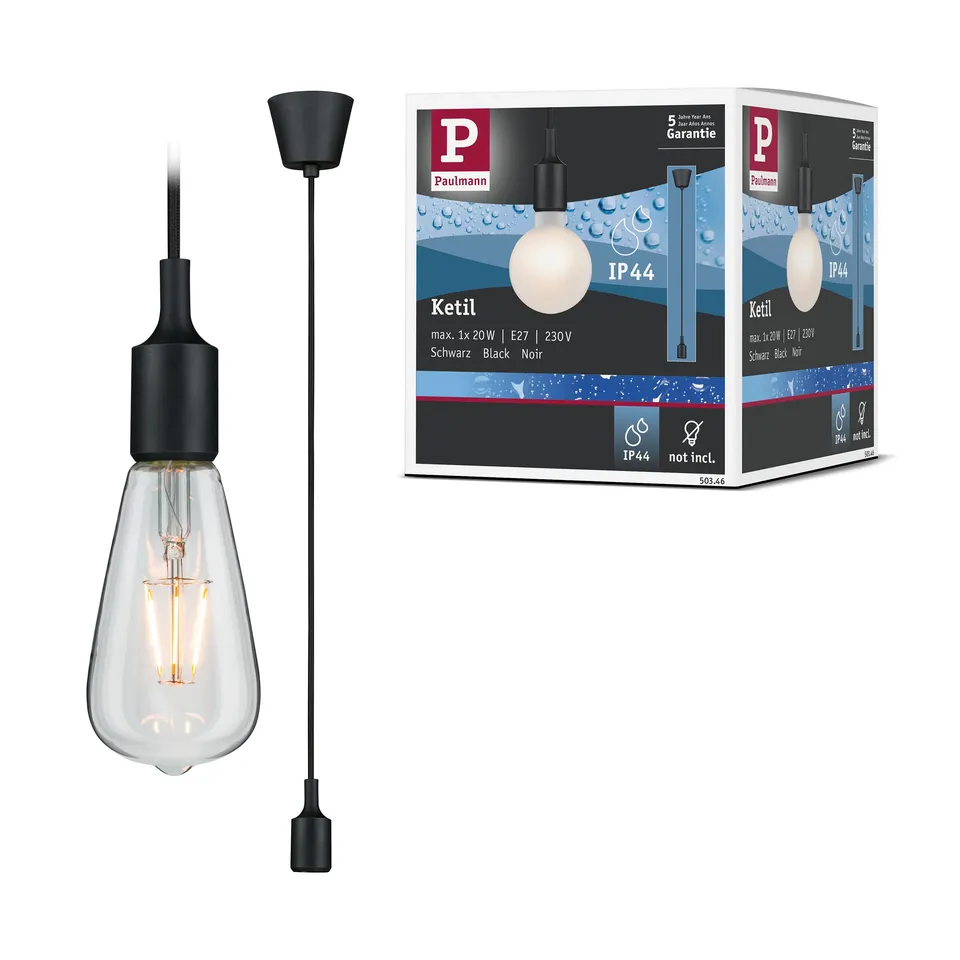 Paulmann Neordic Ketil 50346 Pendelleuchte schwarz E27 IP44