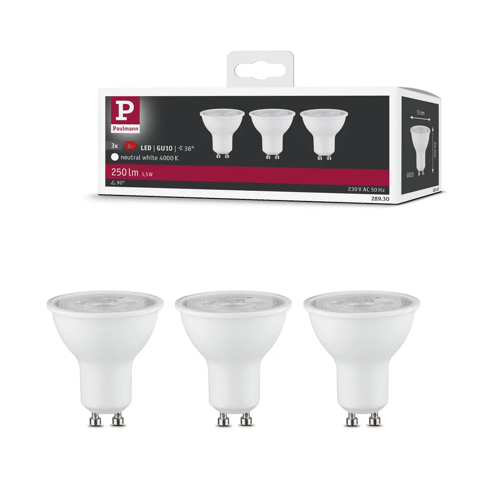 Paulmann 28930 LED Reflektorlampen GU10 3er Set 4000K