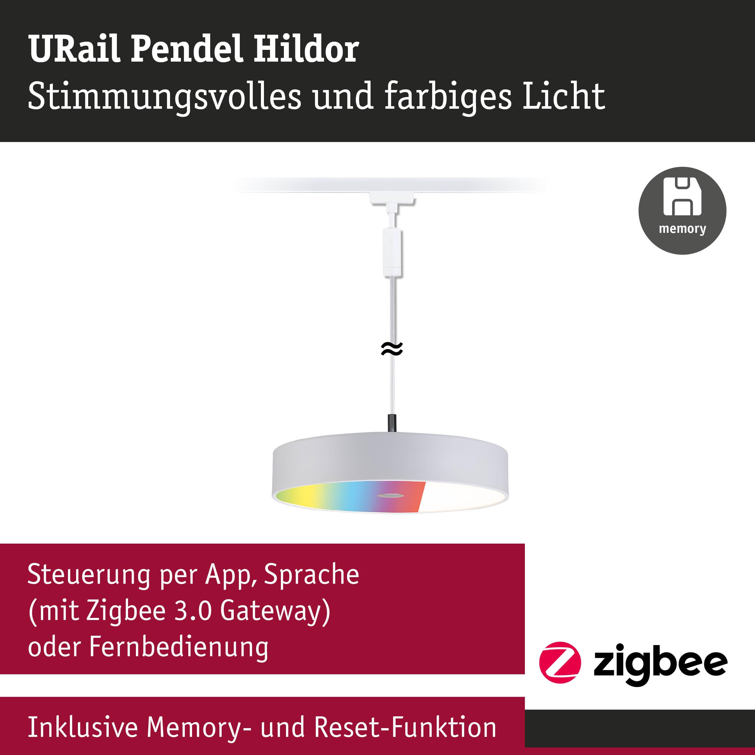 Paulmann URail 95680 Hildor Pendel Signalweiß RGBW