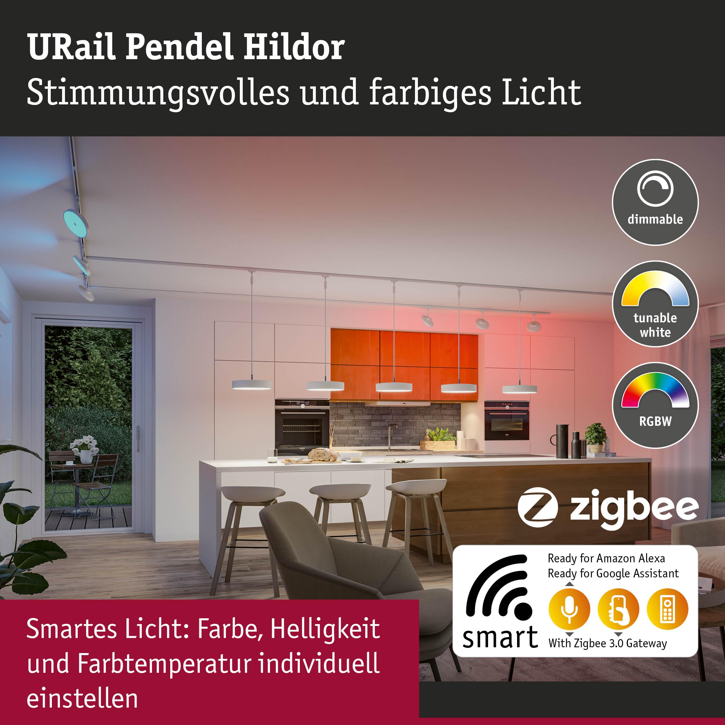 Paulmann URail 95680 Hildor Pendel Signalweiß RGBW