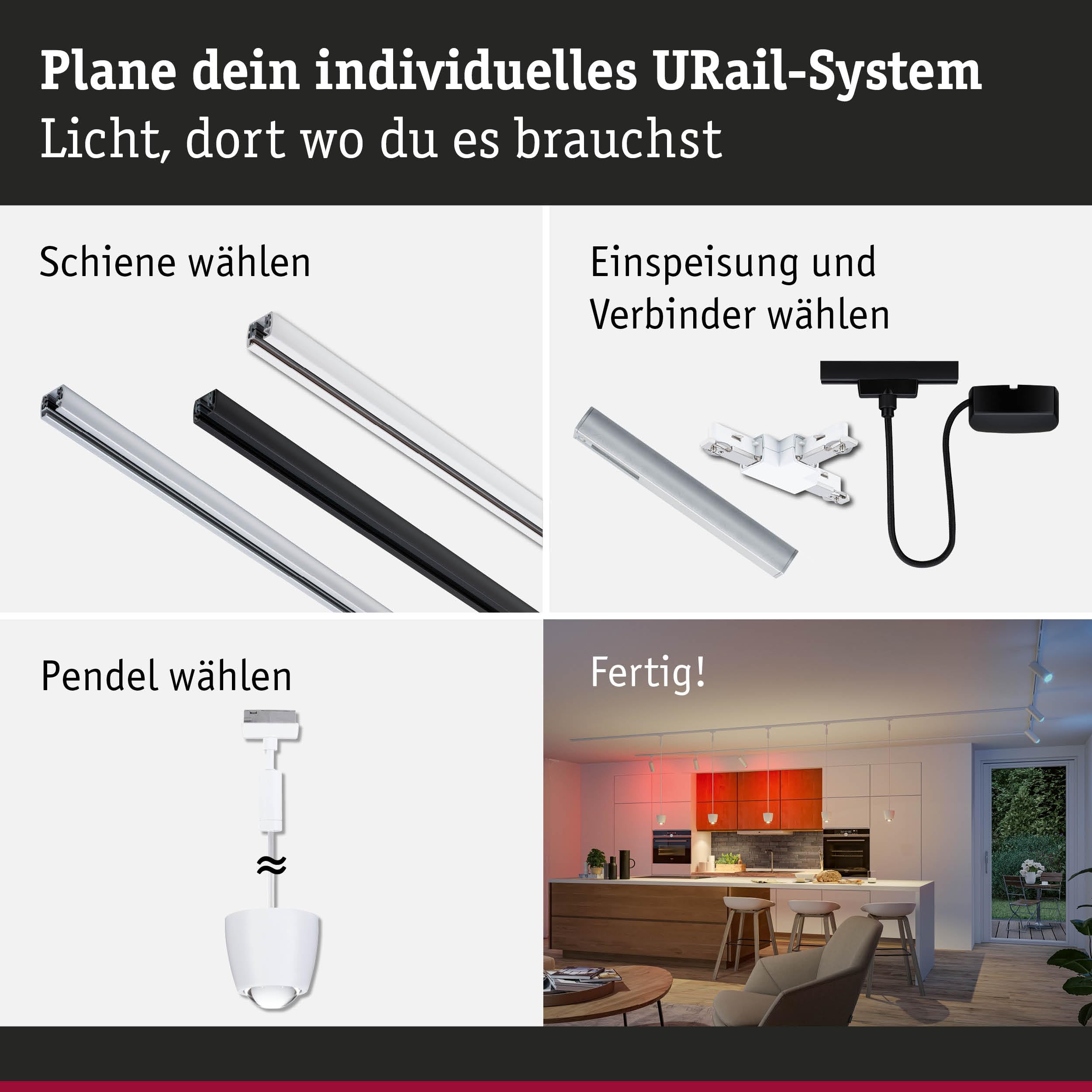 Paulmann URail 95683 Tyros Pendel Signalweiß RGBW