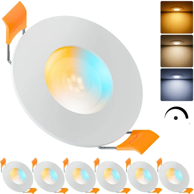 MATO LED Einbaustrahler 68mm 6er Set dimmbar IP44