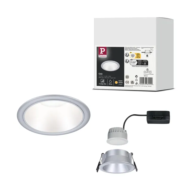 Paulmann Cole 98202 Einbauleuchte silber 1er-Set IP44