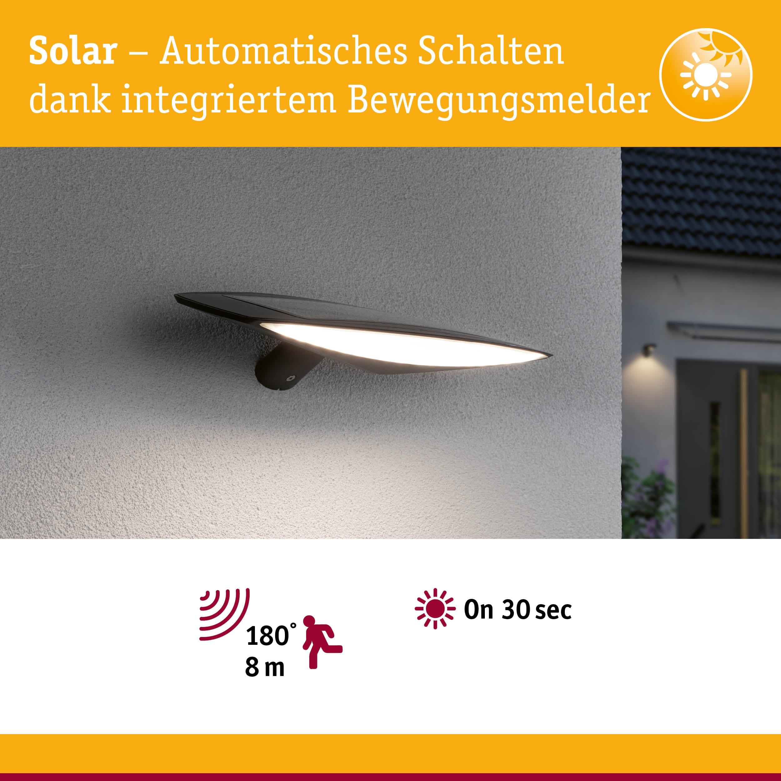 Paulmann Kiran 94339 Solar-Wandleuchte Anthrazit 600lm