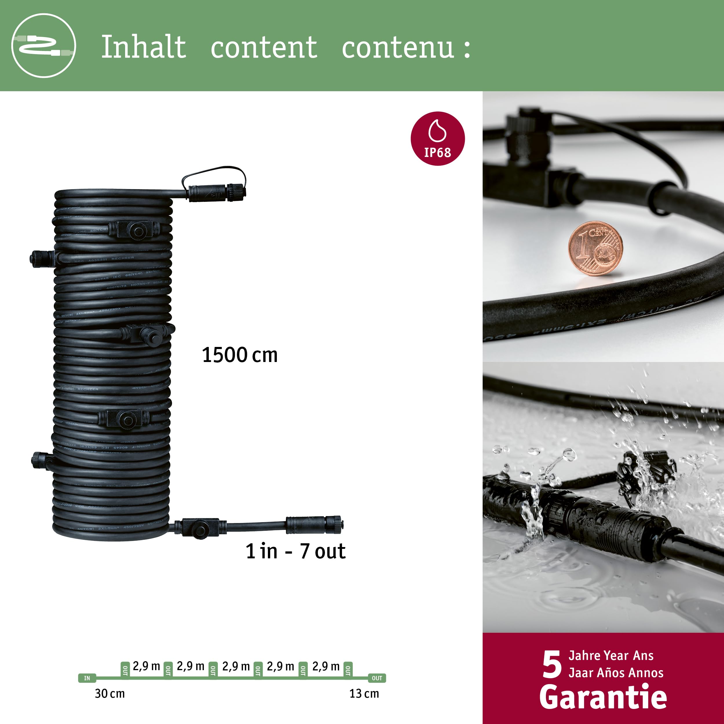 Paulmann Plug & Shine 939.31 Verlängerungskabel 15m IP68