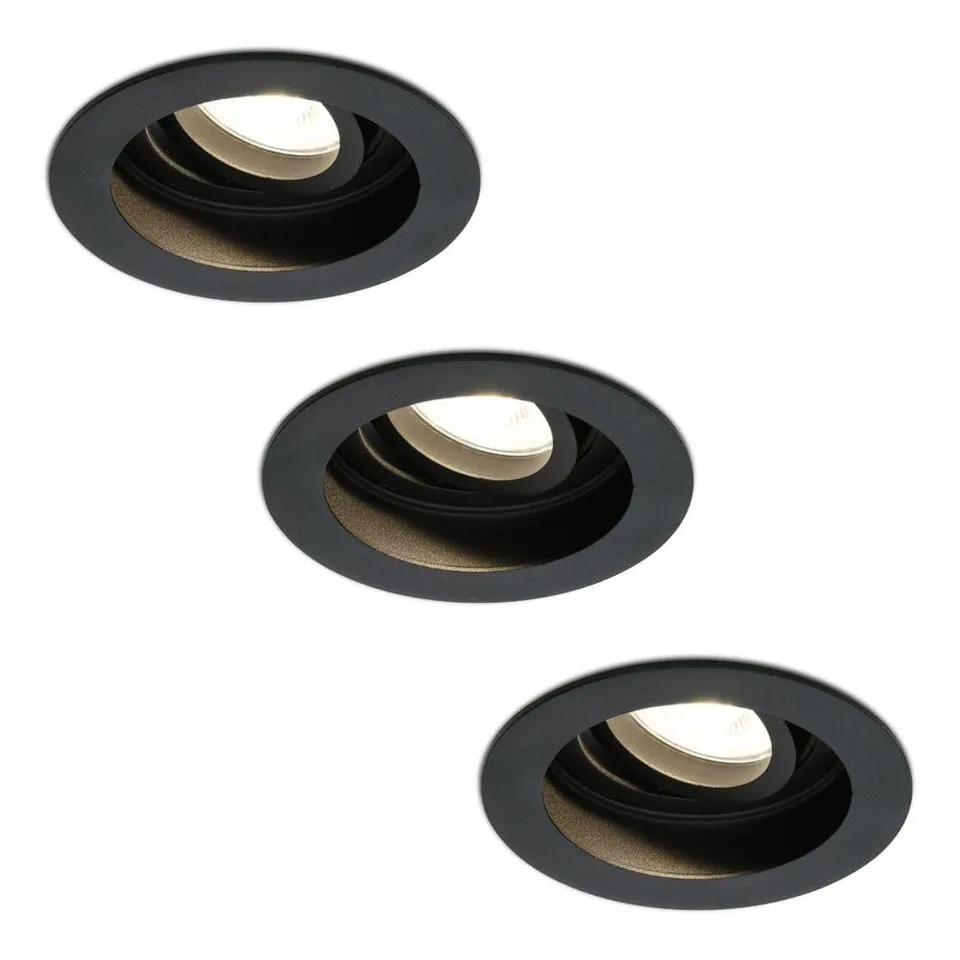 Hoftronic Laredo Einbaustrahler 3er Schwarz GU10 2700K