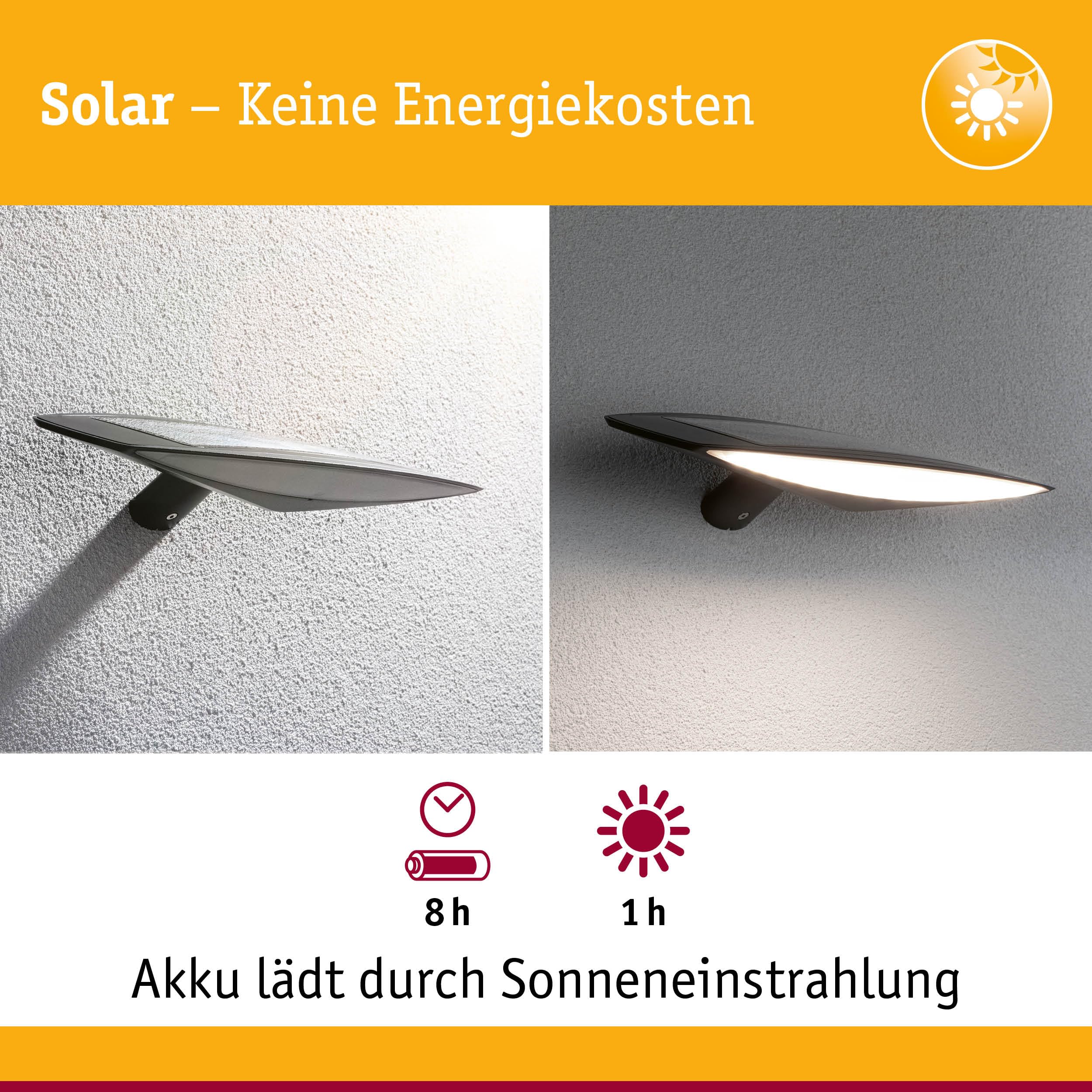 Paulmann Kiran 94339 Solar-Wandleuchte Anthrazit 600lm