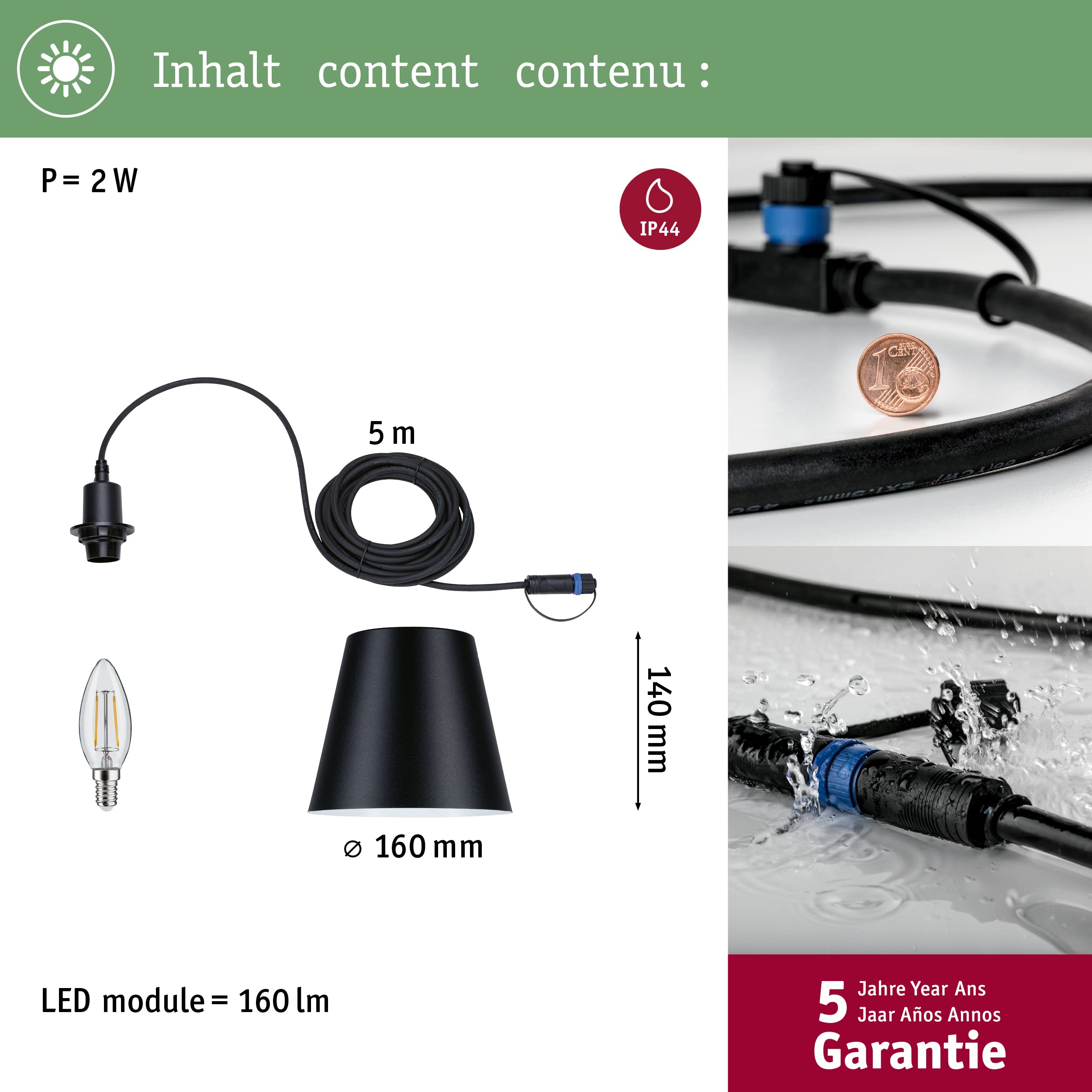 Paulmann Plug & Shine 93104 Pendelleuchte Kofia anthrazit