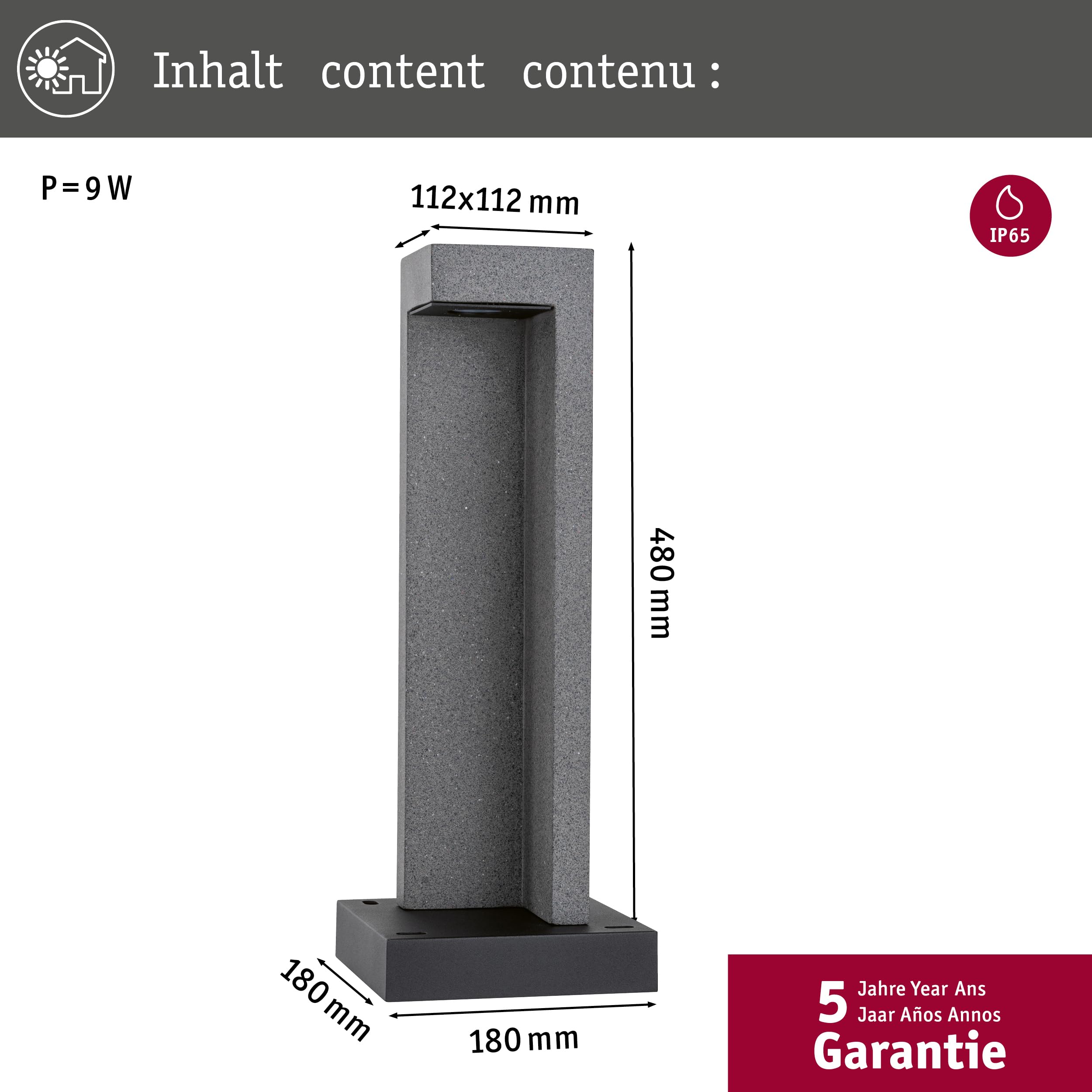 Paulmann Outdoor Concrea Pollerleuchte Beton 3000K IP65
