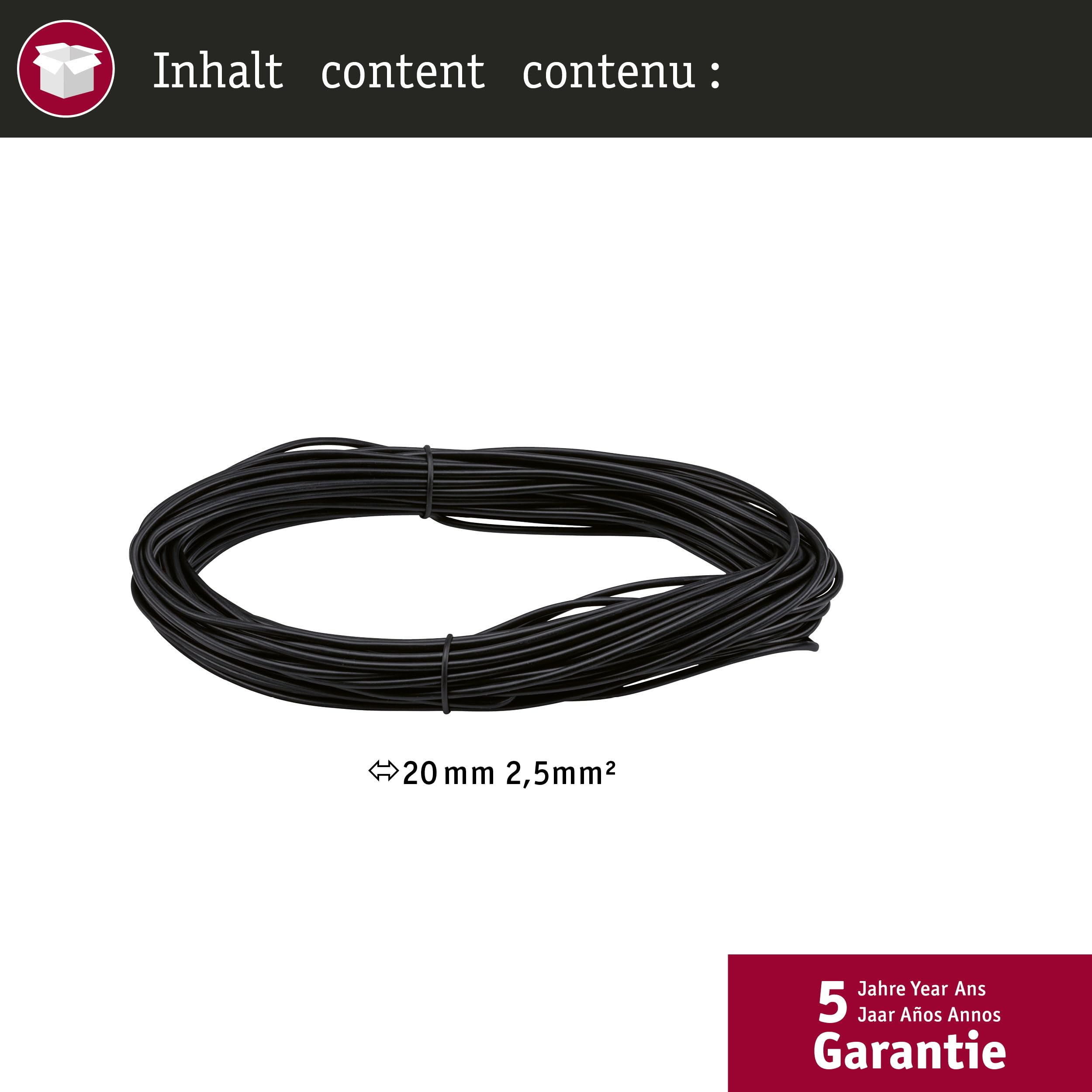 Paulmann Corduo 94593 Spannseil 20m Schwarz isoliert Zubehör