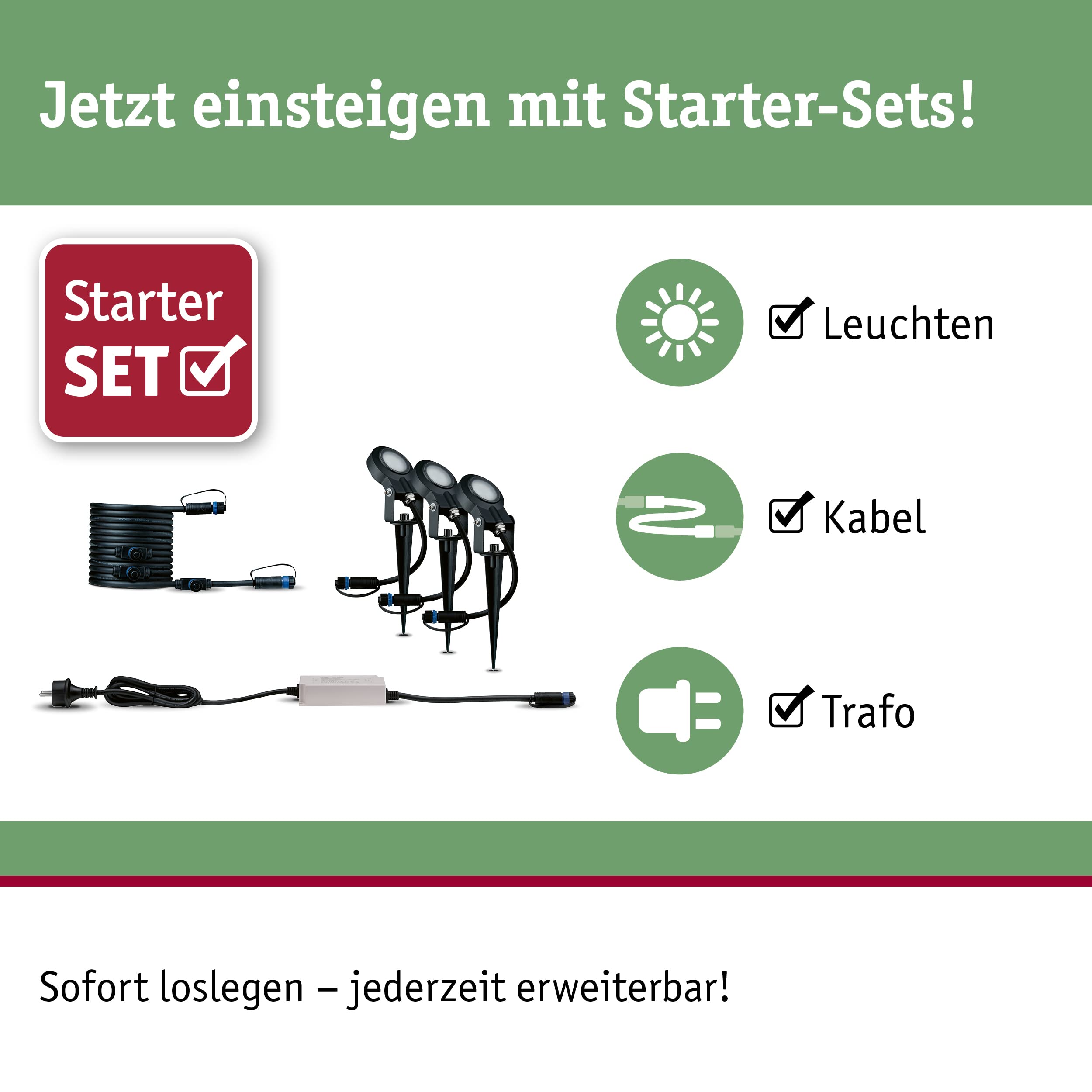 Paulmann Plug & Shine 93696 Erdspieß Basisset 3er Warmweiß