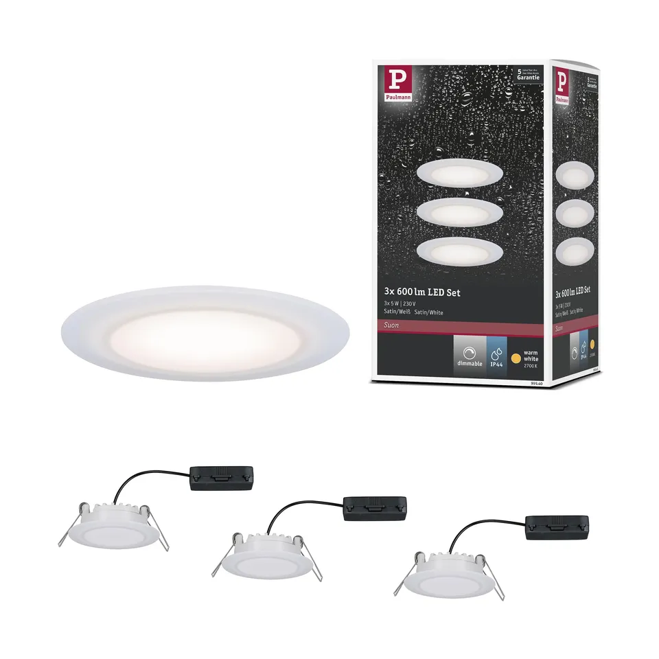 Paulmann Suon 999.40 Einbaustrahler 3er-Set 2700K dimmbar