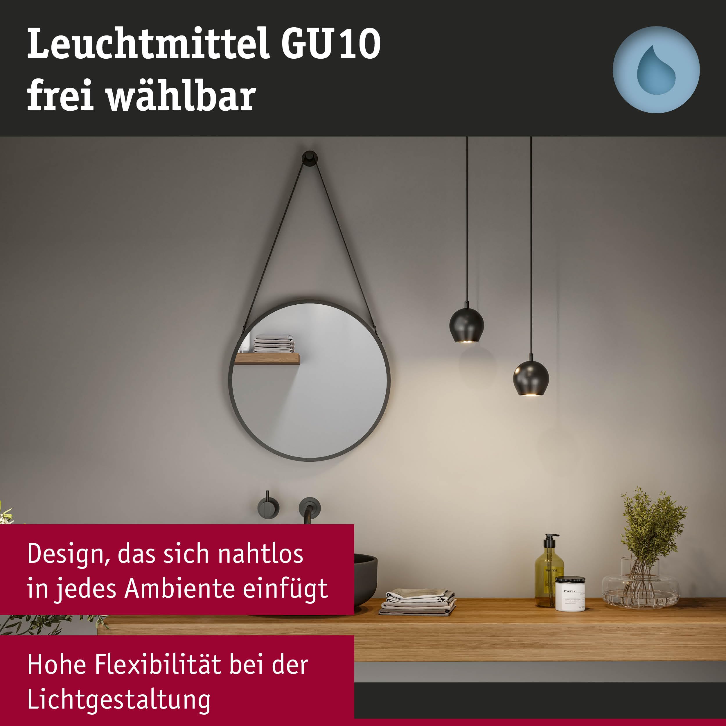 Paulmann Shima 76992 Pendelleuchte schwarz IP44 GU10
