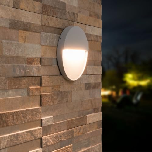Hoftronic Wandleuchte Rund Grau 3000K IP54