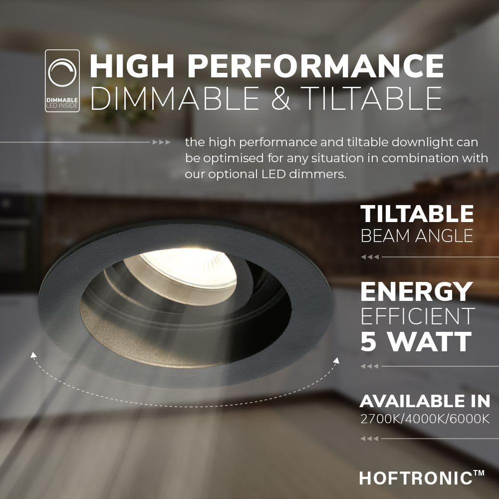 Hoftronic Laredo LED Einbaustrahler 6er Set 6000K schwarz