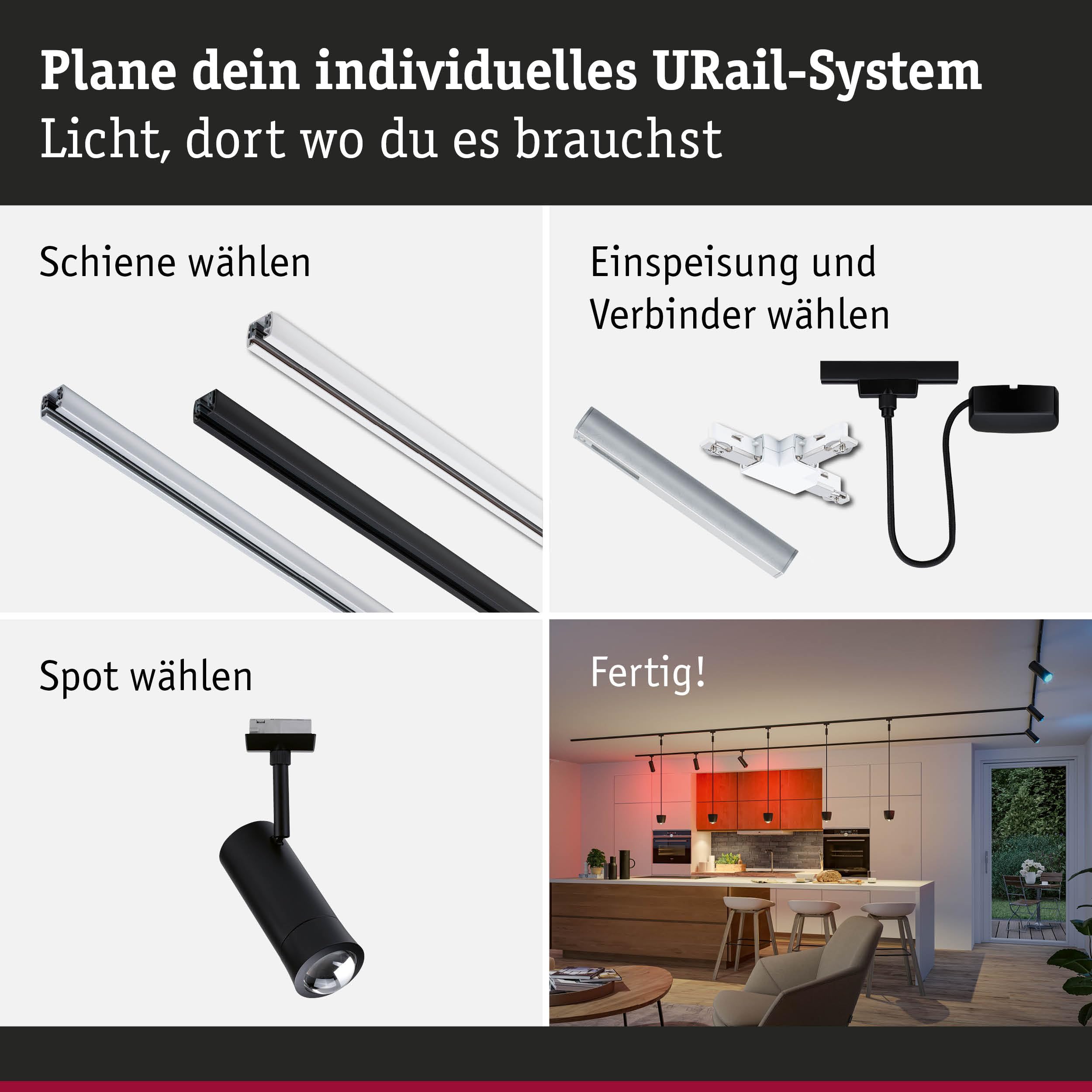 Paulmann URail Tarie 95693 Spot Schwarz matt RGBW