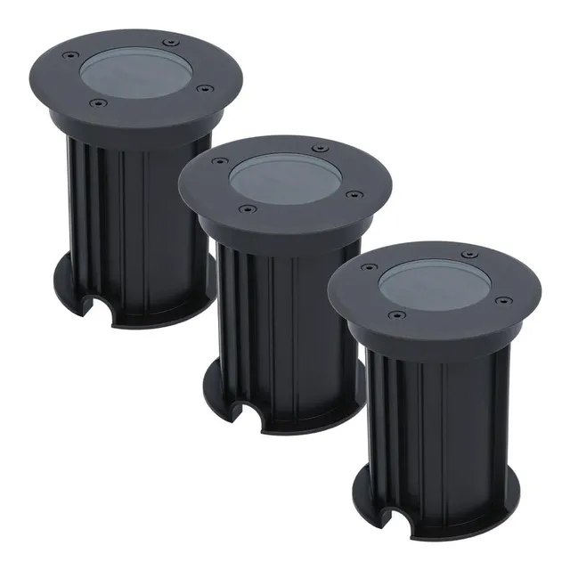 Hoftronic Maisy Bodeneinbaustrahler Schwarz 3er Set GU10