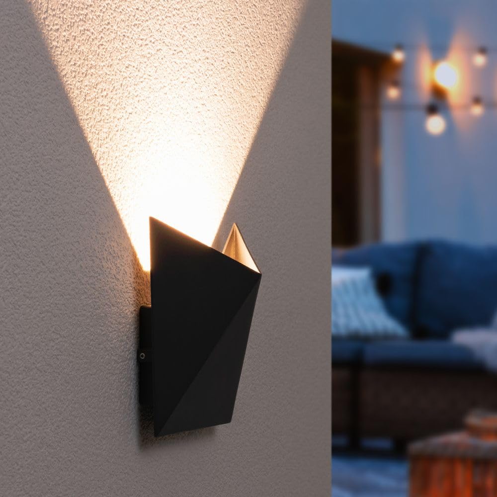 Hoftronic Tria Wandleuchte Uplight Schwarz IP54