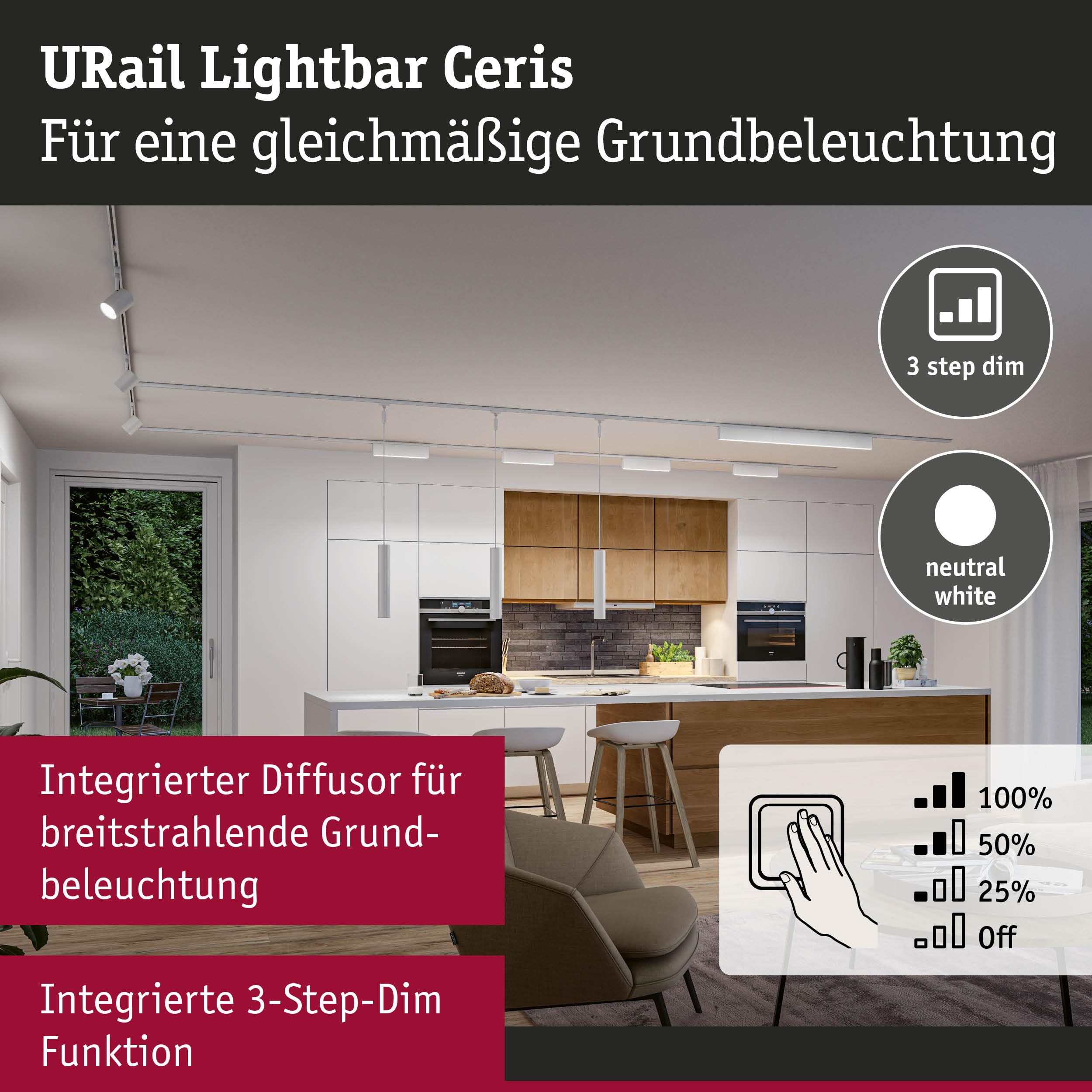 Paulmann URail Ceris 95708 Lightbar Signalweiß 4000K