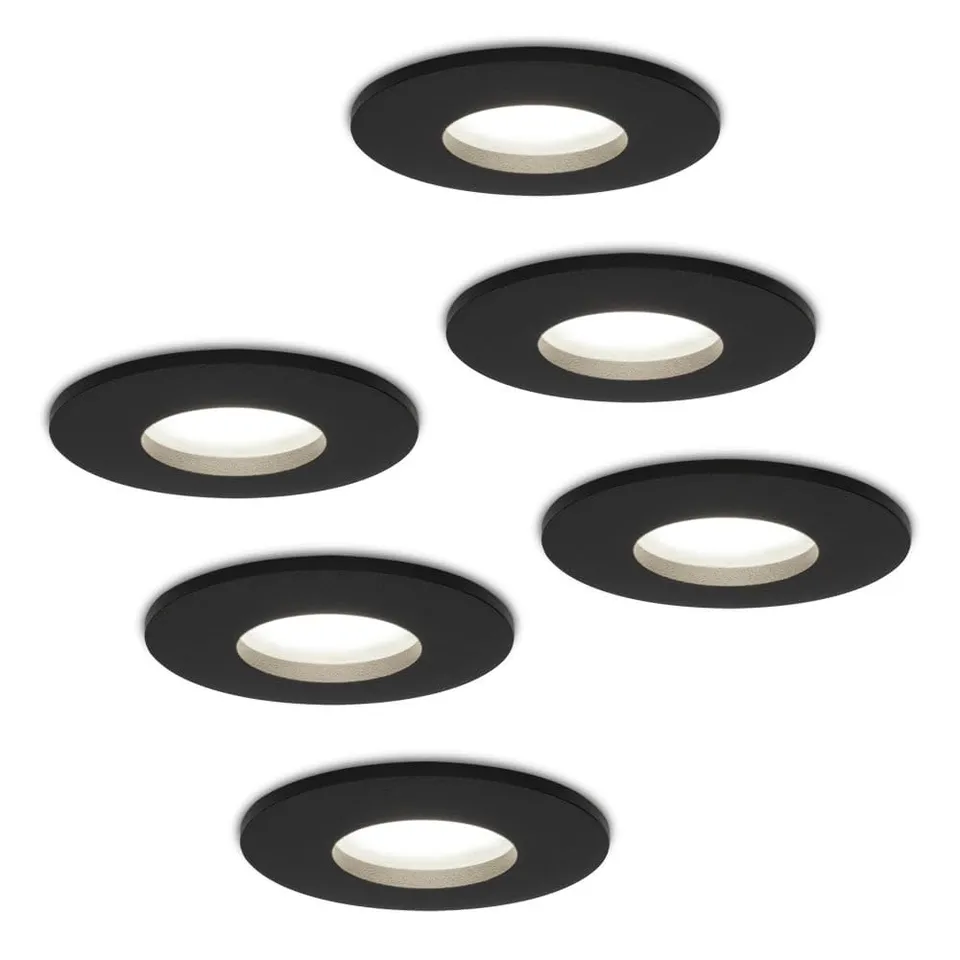 Hoftronic Porto LED Einbaustrahler IP44 6er Set 6400K schwarz