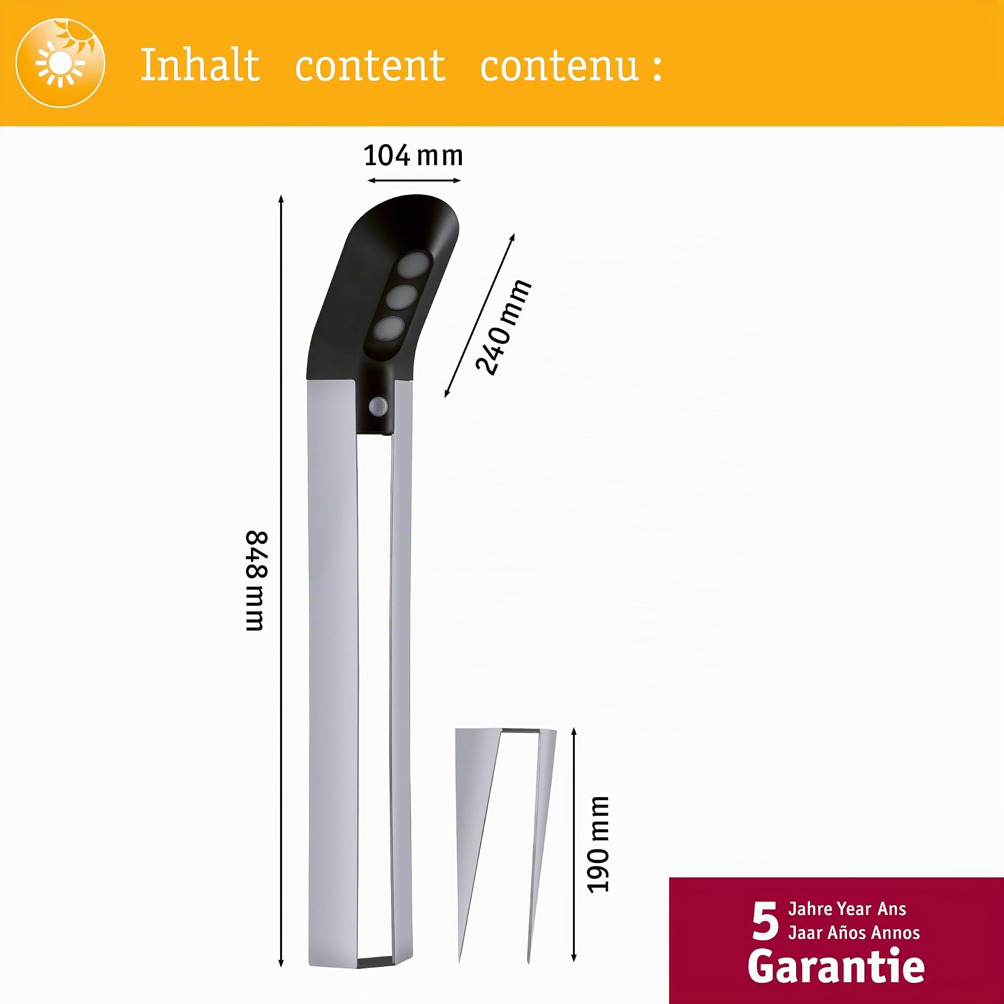 Paulmann Soley 94252 Solar Pollerleuchte Anthrazit warmweiß