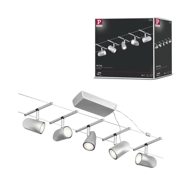Paulmann CorDuo 94465 Cup Seilsystem 5er-Set Chrom matt GU5,3