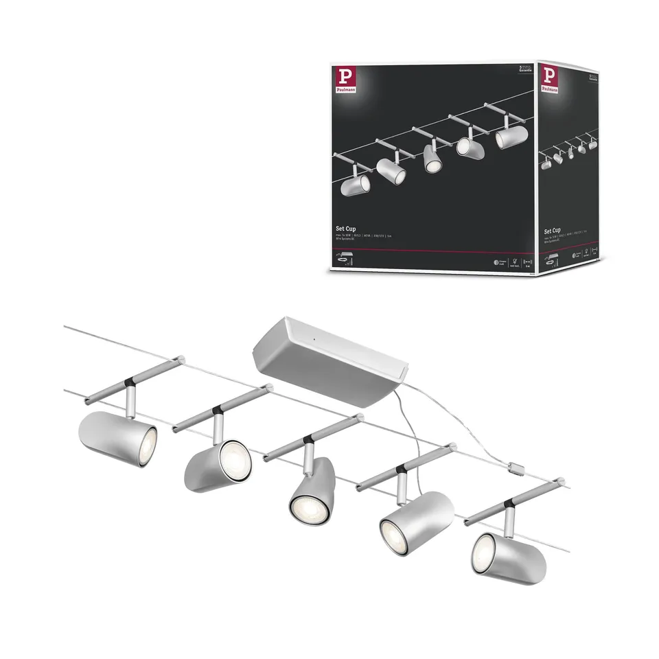 Paulmann CorDuo 94465 Cup Seilsystem 5er-Set Chrom matt GU5,3