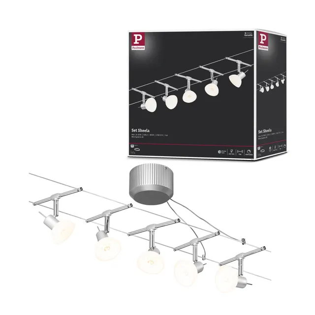 Paulmann Sheela 94136 Seilleuchte Set 5-flammig chrom matt