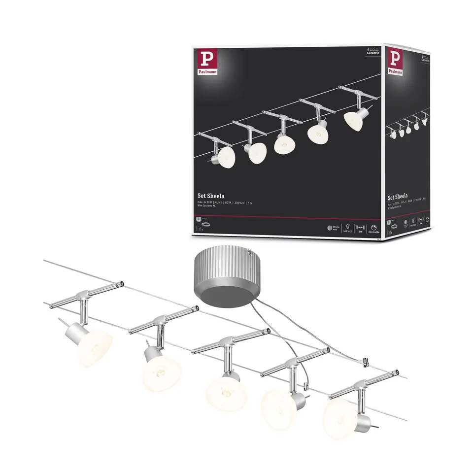 Paulmann Sheela 94136 Seilleuchte Set 5-flammig chrom matt
