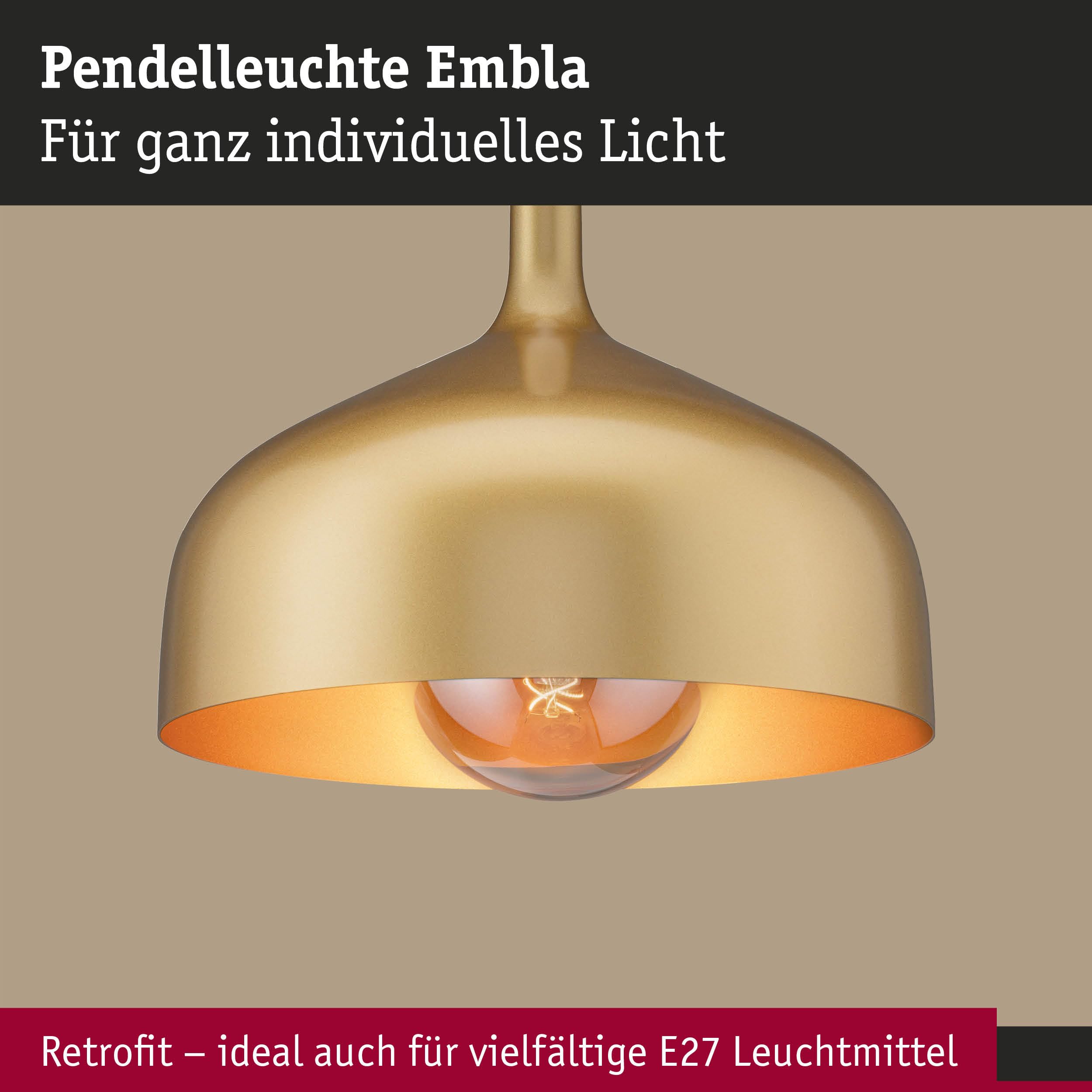 Paulmann Embla II 77066 Pendelleuchte Gold E27
