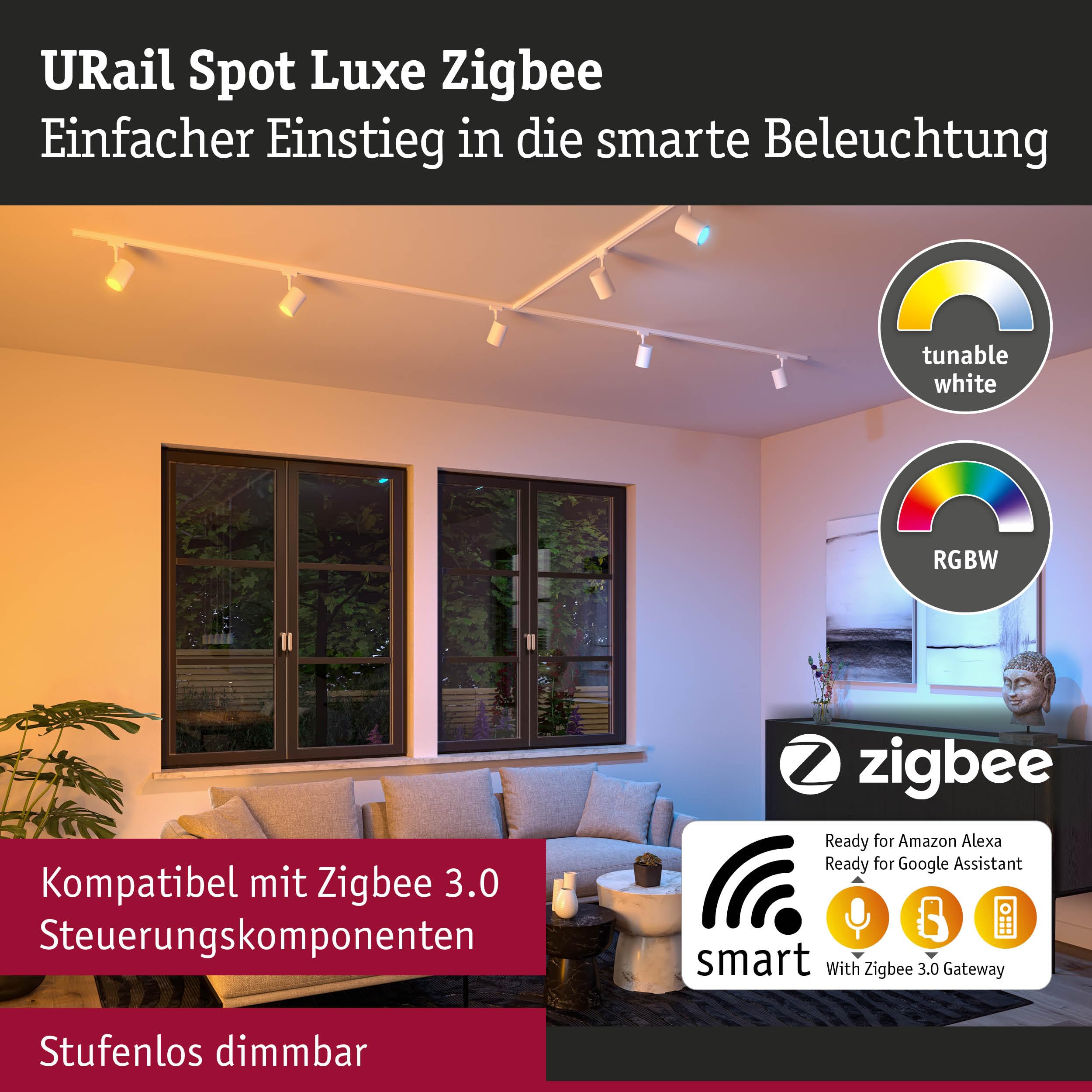 Paulmann URail 95663 Luxe Schienenspot Zigbee GU10 weiß