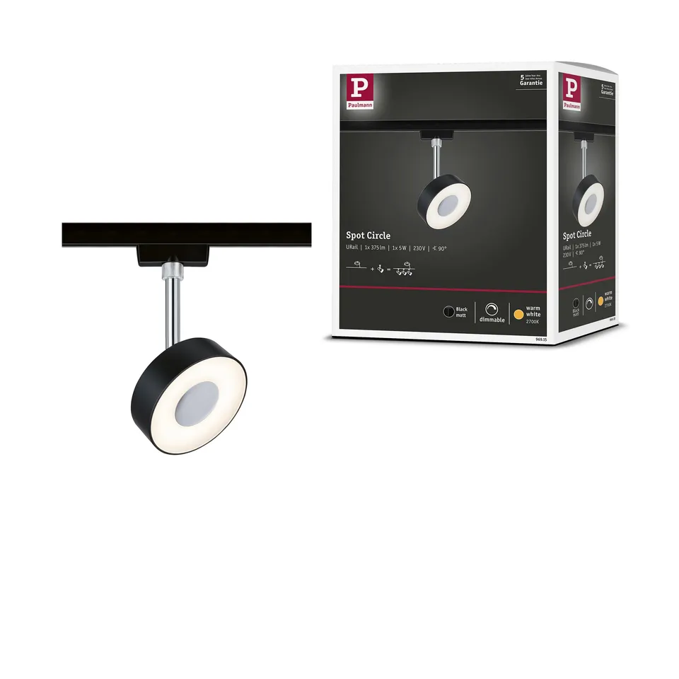 Paulmann URail 96915 Circle Schienenspot Schwarz matt dimmbar