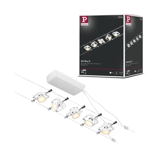 Paulmann CorDuo Mac II Seilsystem Set Weiß 5x10W