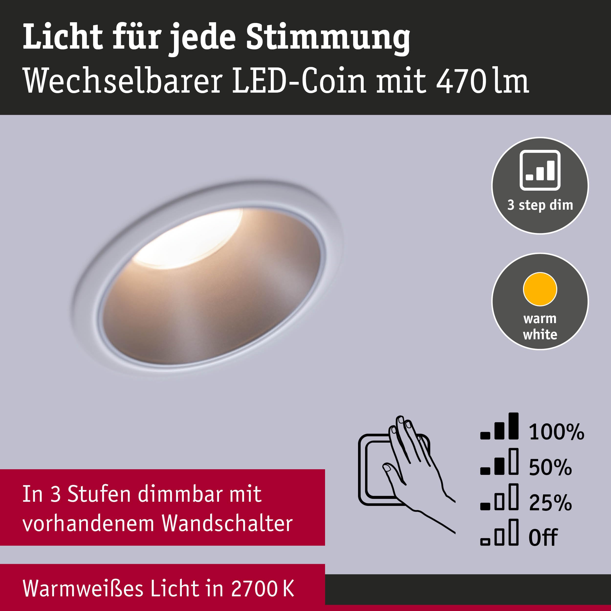 Paulmann Cole Coin 5237 Einbaustrahler 6er-Set weiß IP44