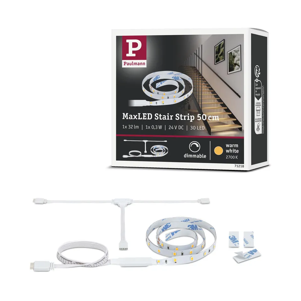 Paulmann MaxLED Stair 71218 LED Strip Erweiterung 0,5m warmweiß