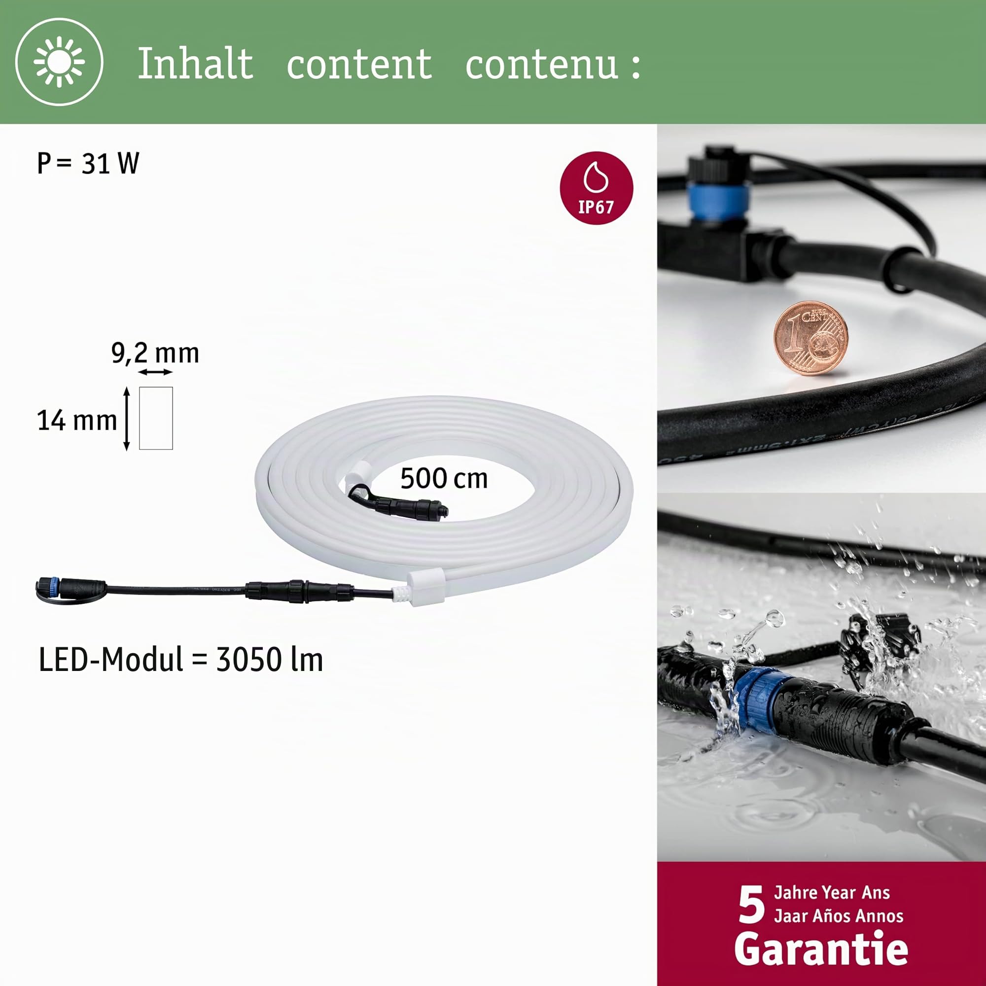 Paulmann Plug & Shine Stripe LED Streifen 5m warmweiß IP67