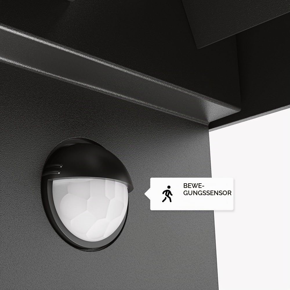 Hoftronic Kansas Wandleuchte außen 7W warmweiß mit Bewegungsmelder