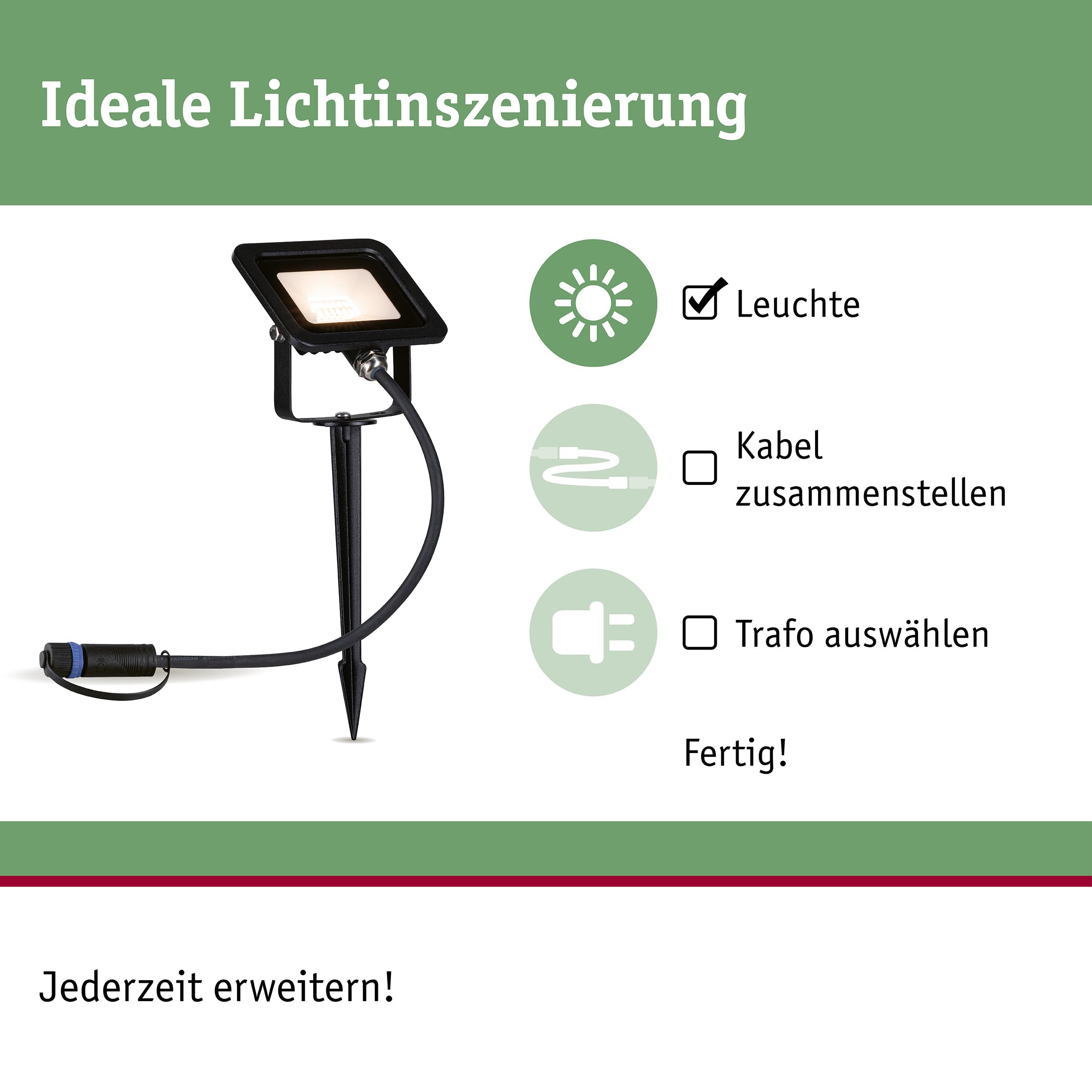Paulmann 94574 Plug & Shine Gartenstrahler IP65 schwarz
