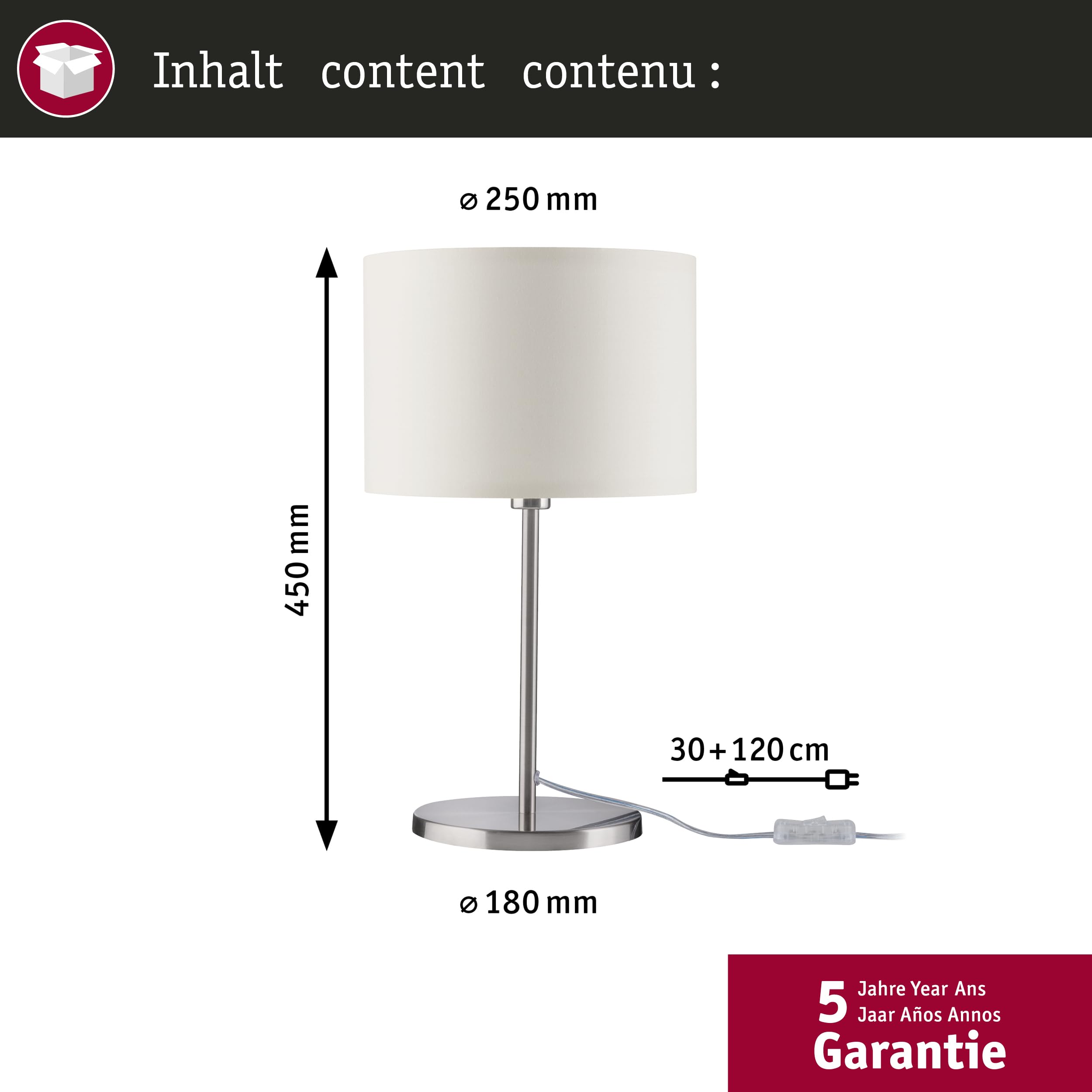 Paulmann Tessa 70923 Tischleuchte Creme E14