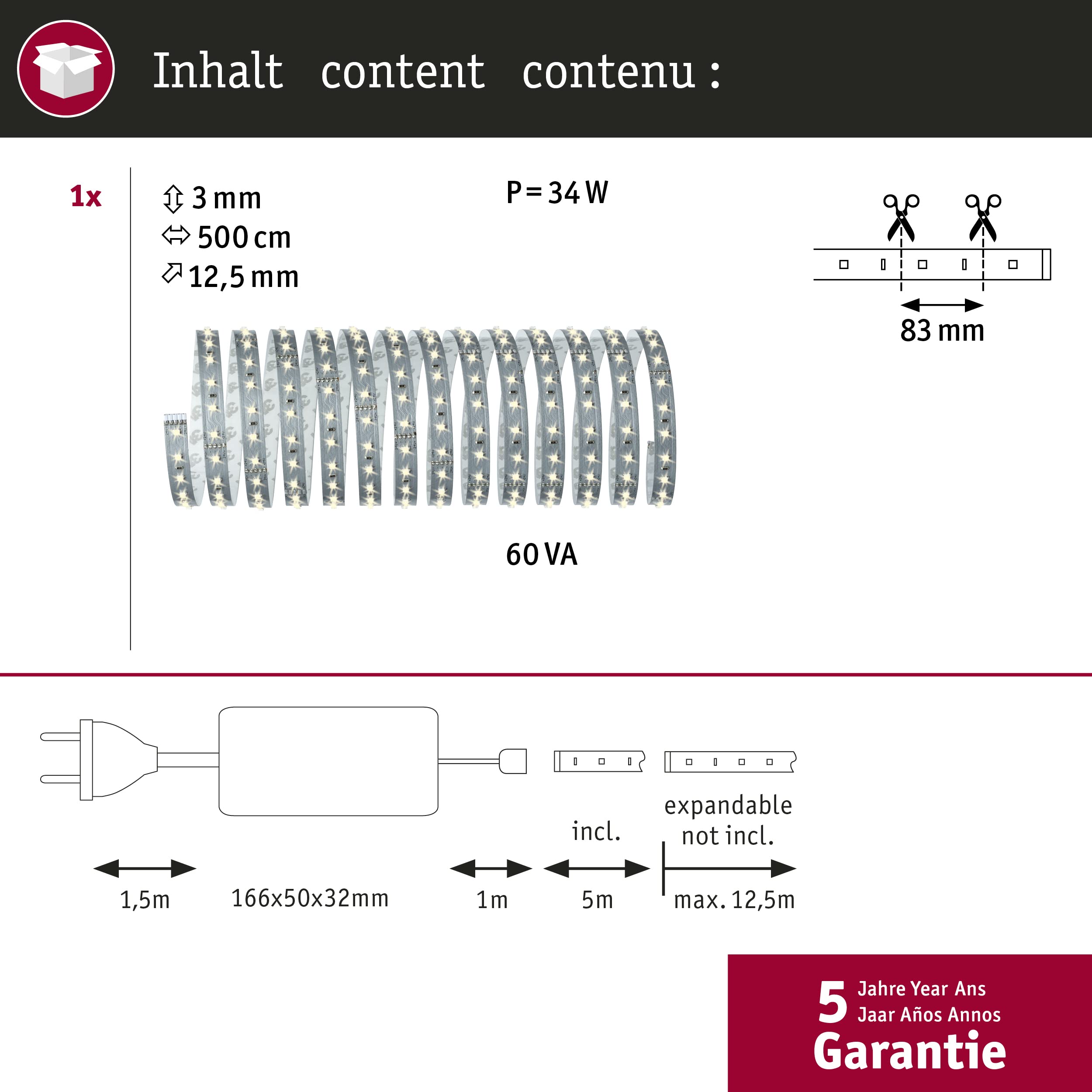 Paulmann MaxLED 706.04 LED-Streifen-Set silber