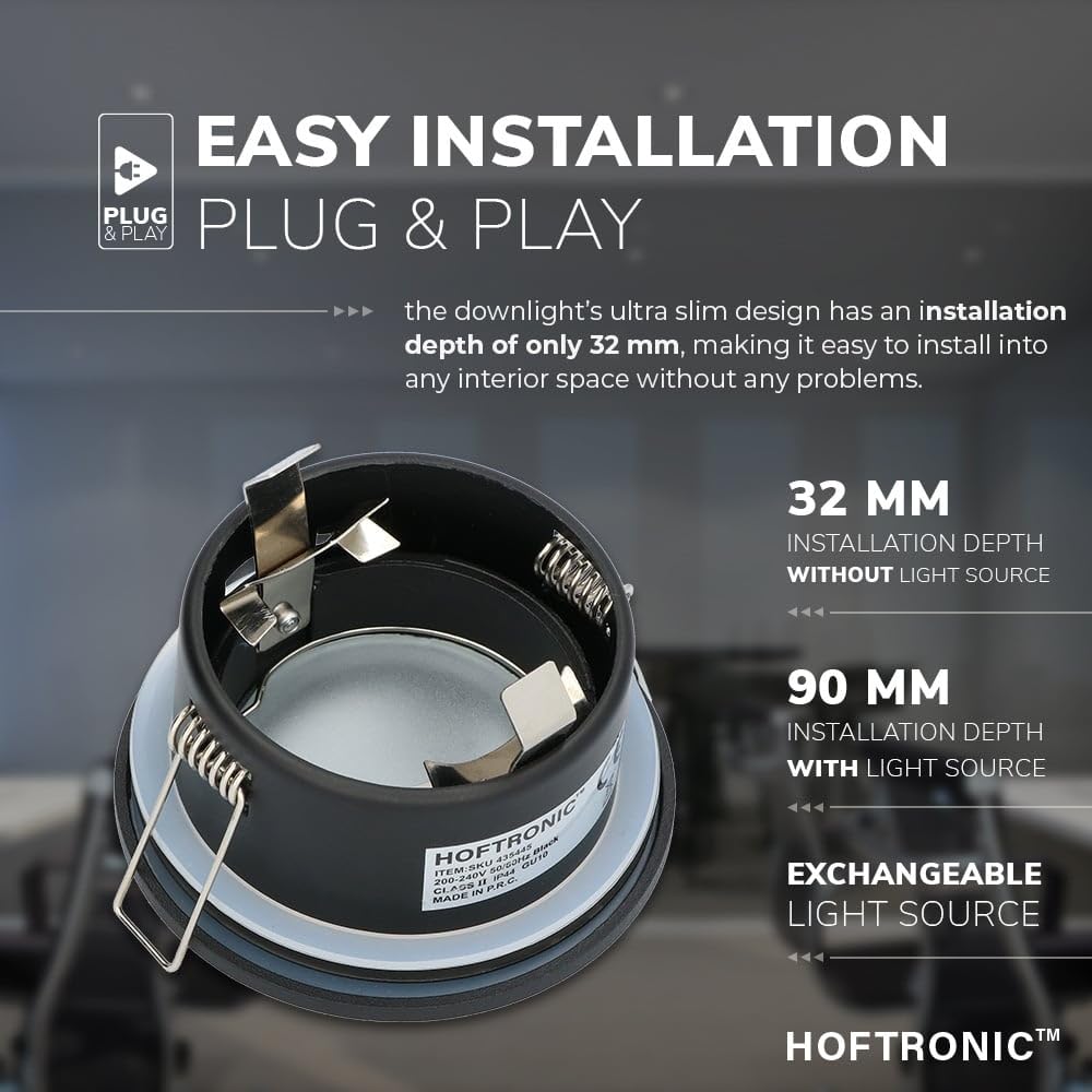 Hoftronic Porto LED Einbaustrahler IP44 6er Set 6400K schwarz