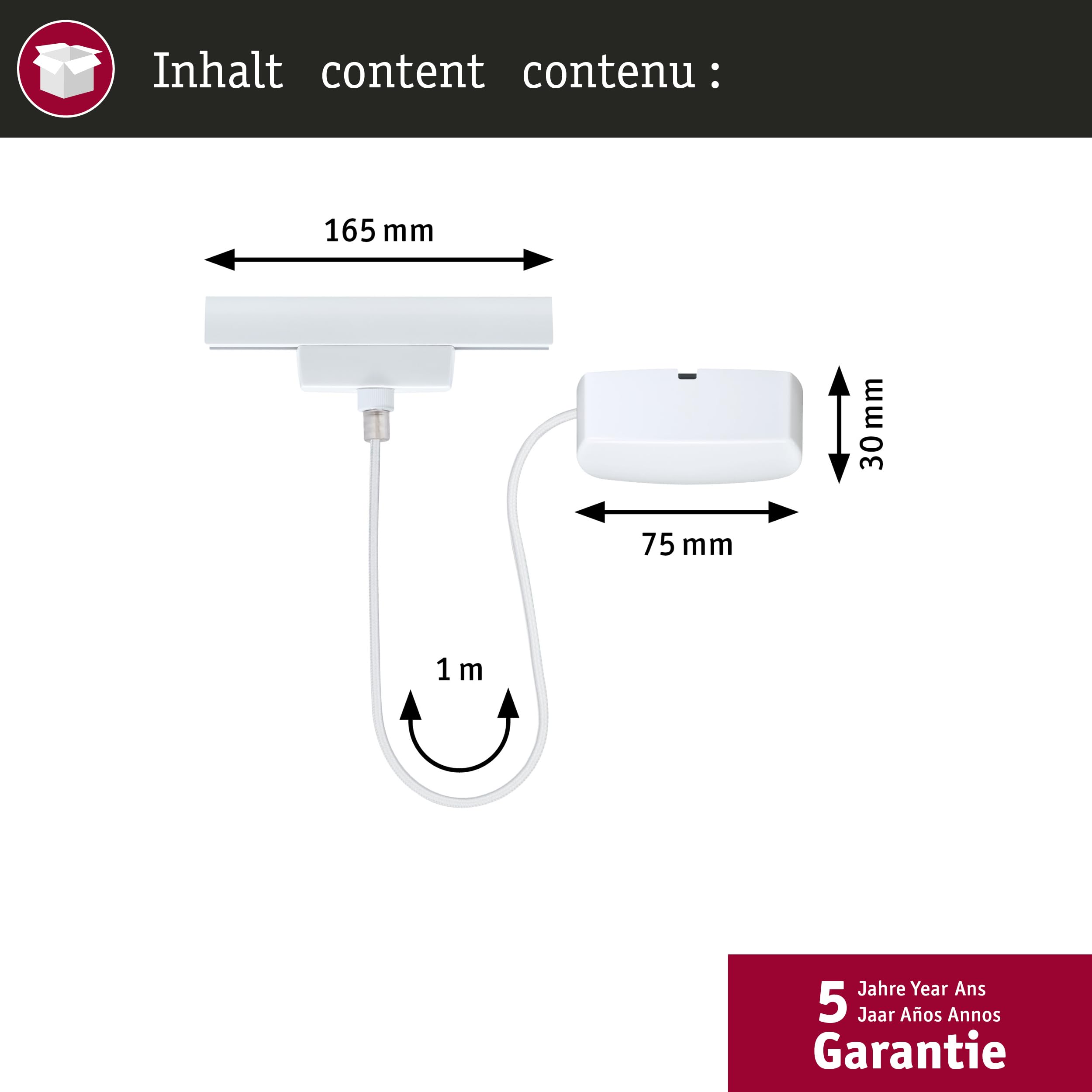 Paulmann URail 95671 Einspeisung Zigbee 3.0 Signalweiß 1m dimmbar