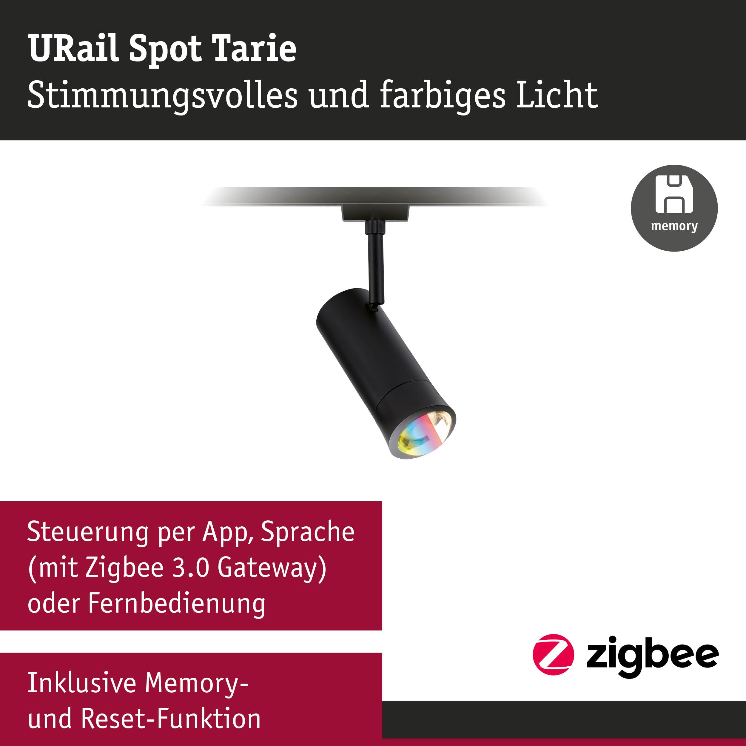 Paulmann URail Tarie 95693 Spot Schwarz matt RGBW