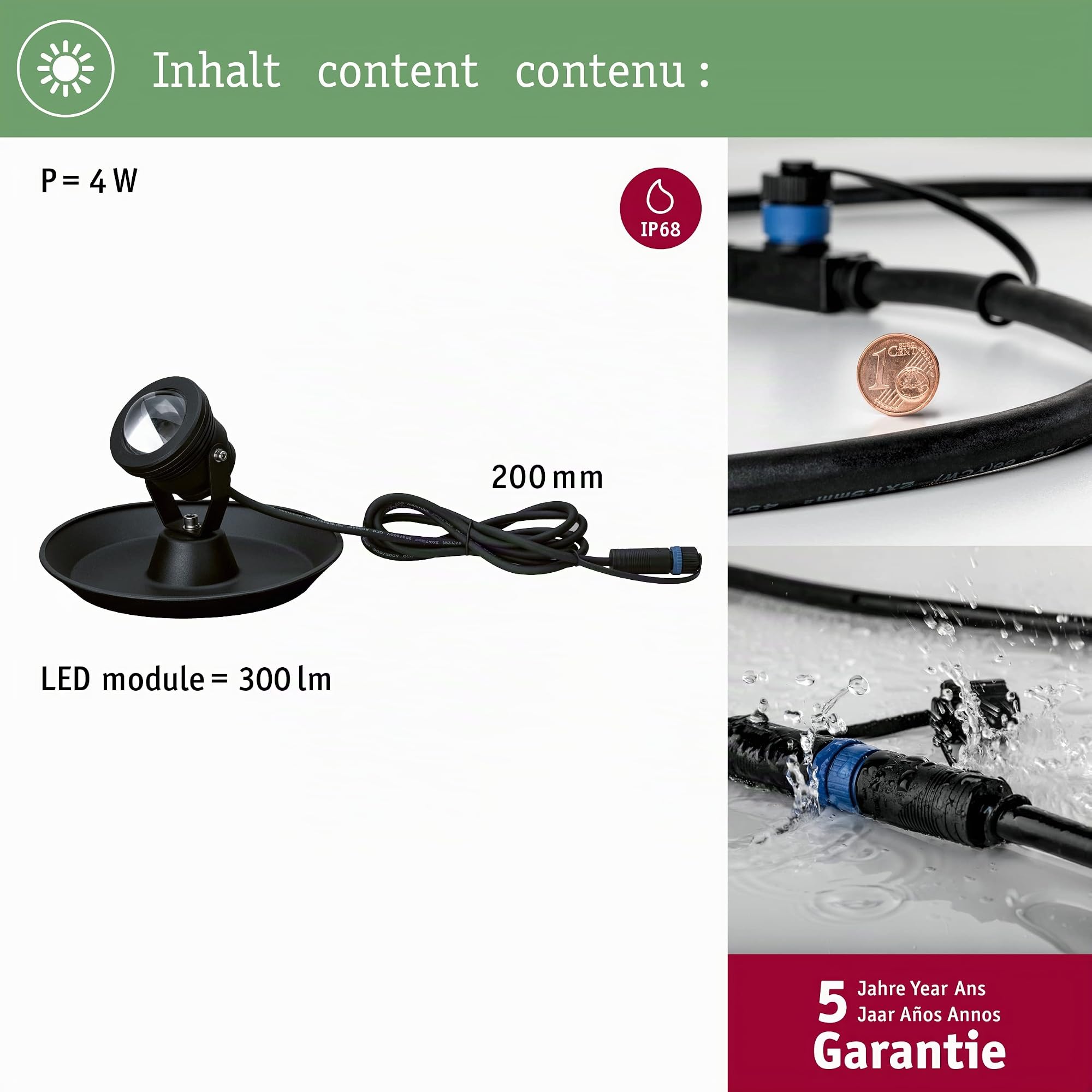 Paulmann Plug & Shine 94209 Teichleuchte IP68 schwarz