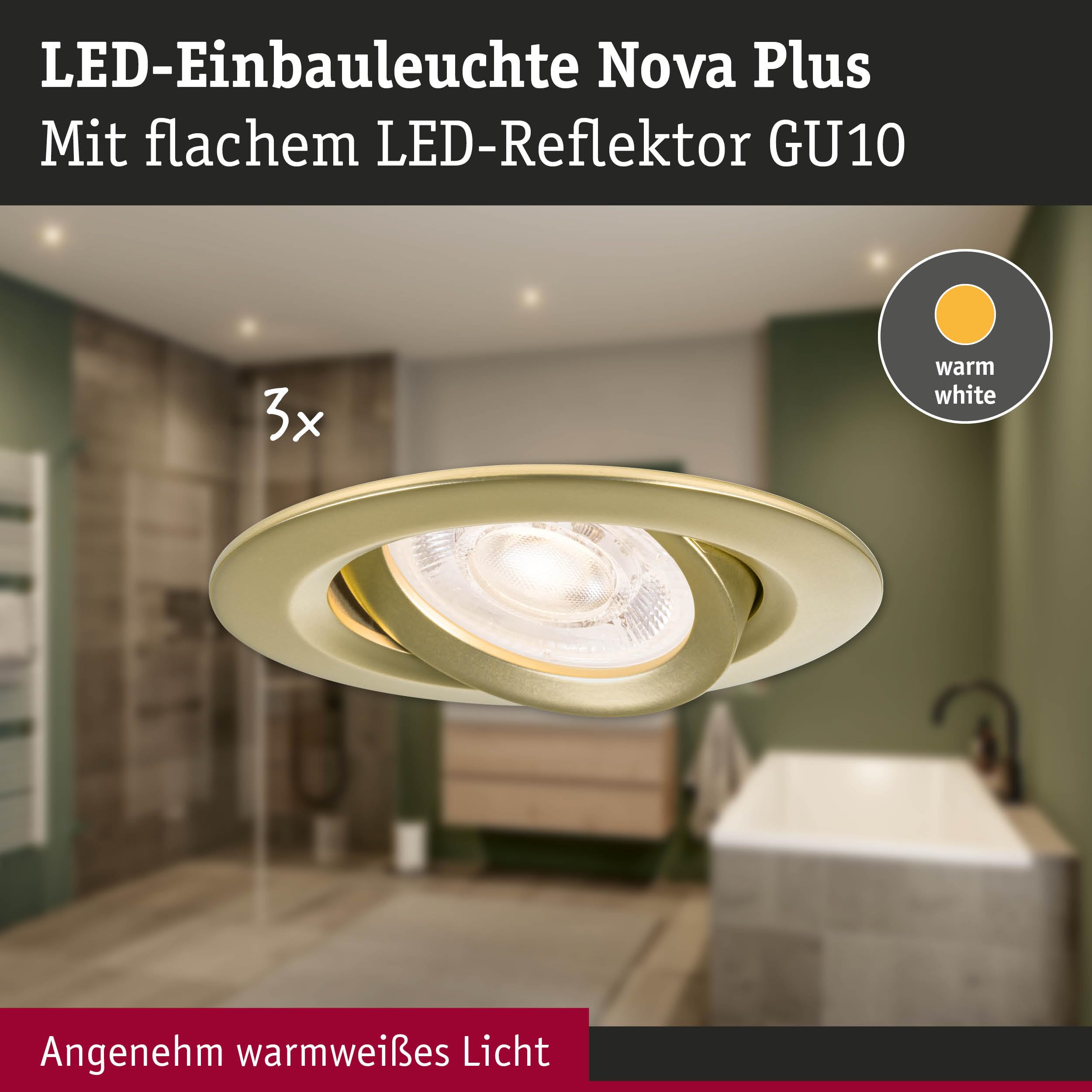 Paulmann Nova Plus GU10 Flat 92419 Einbauleuchte 3er-Set gold